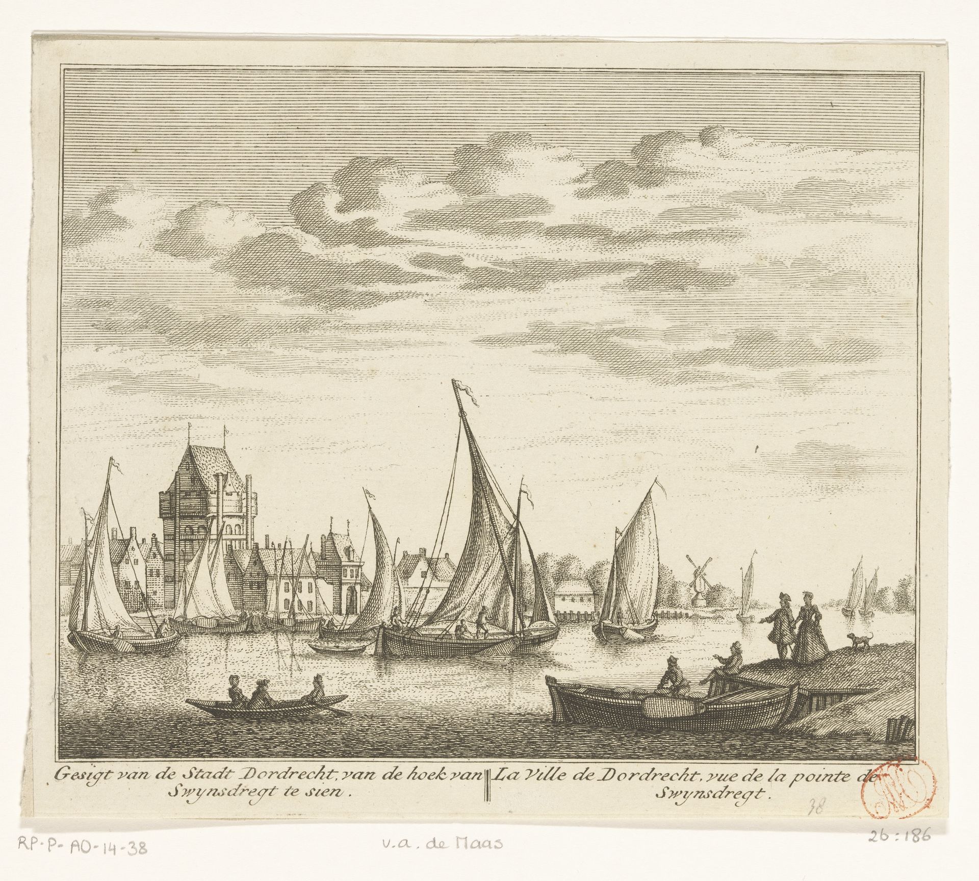 Gezicht op Dordrecht by Leonard Schenk