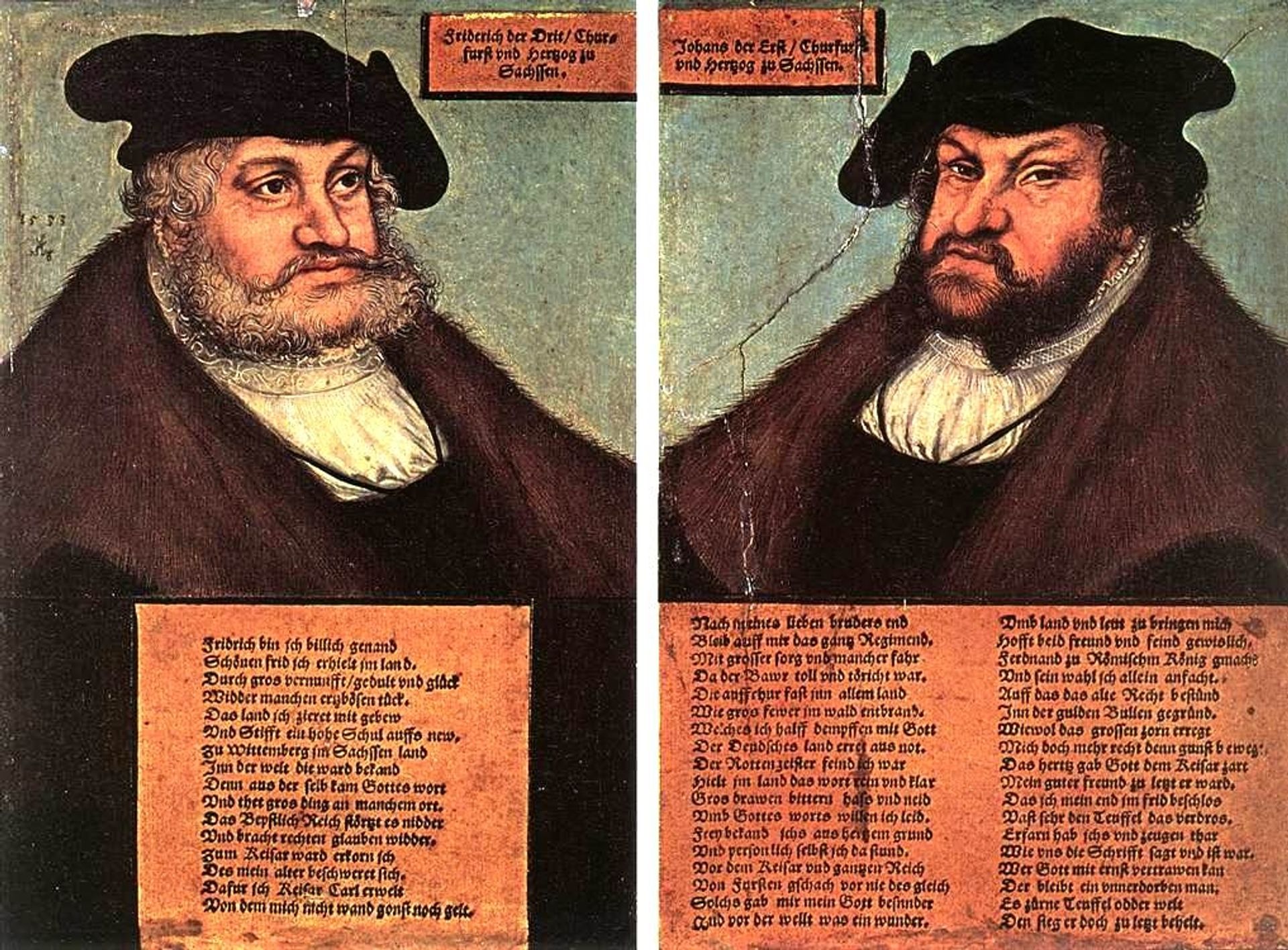 Portraits of Johann I and Frederick III the wise, Electors of Saxony by Lucas Cranach the Elder