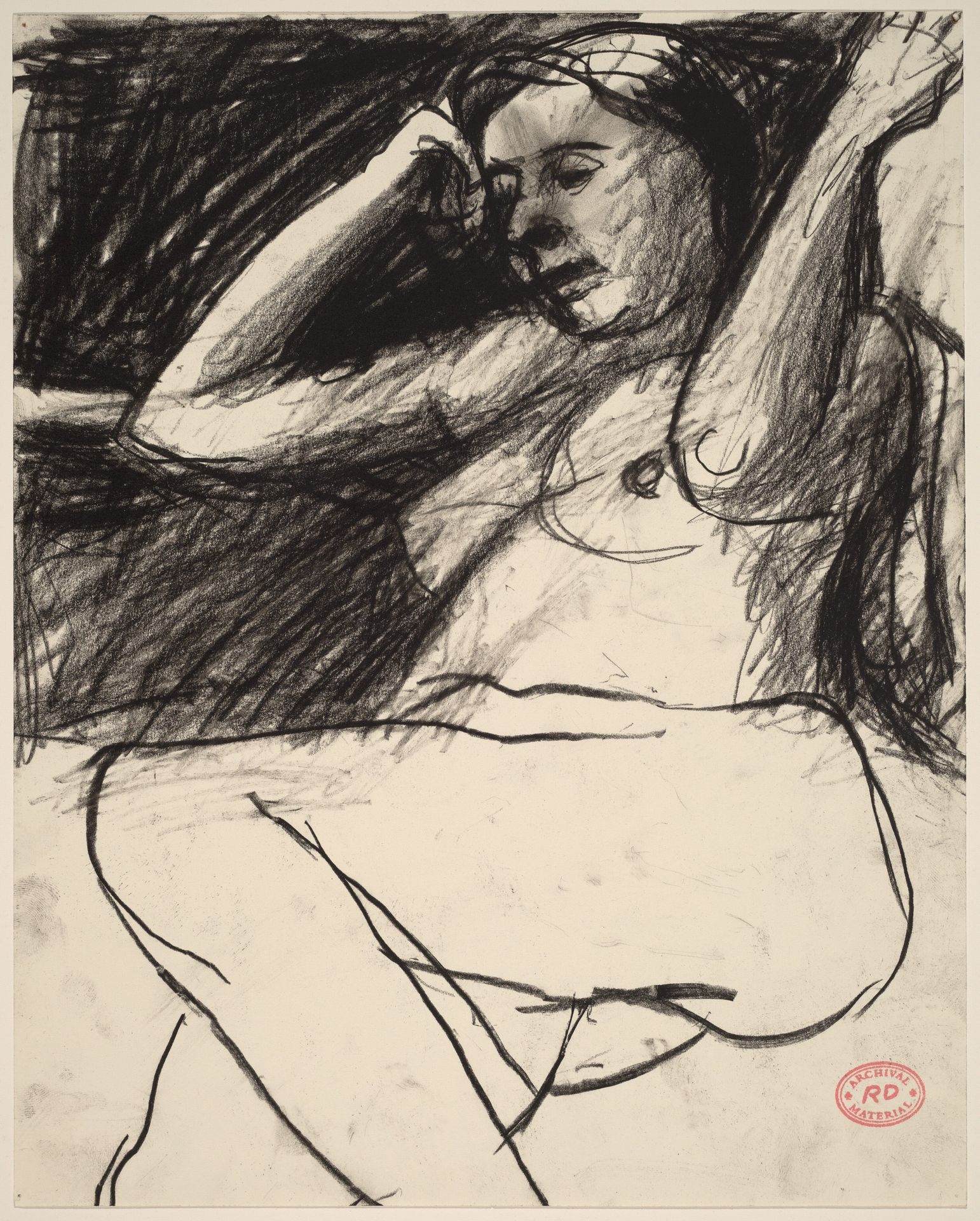 Untitled [seated nude with her forearms raised] by Richard Diebenkorn