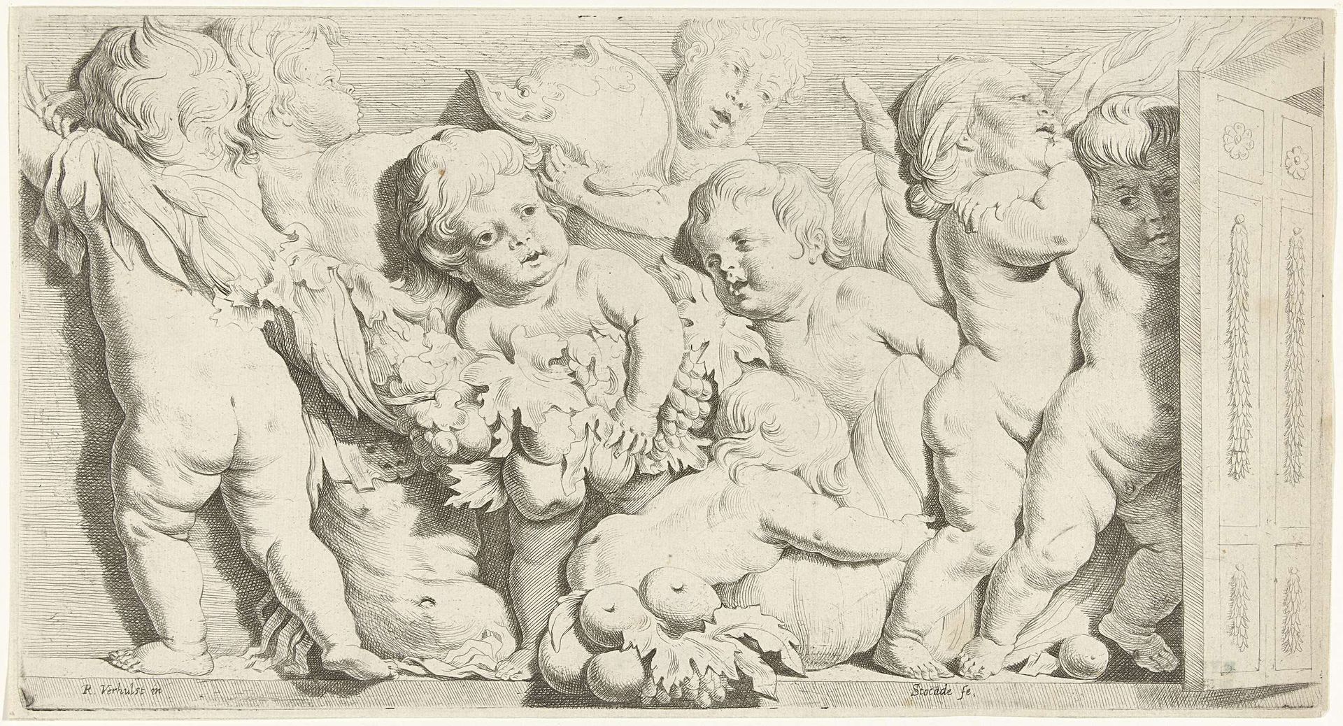 Reliëf met acht putti by Nicolaes van Helt Stockade