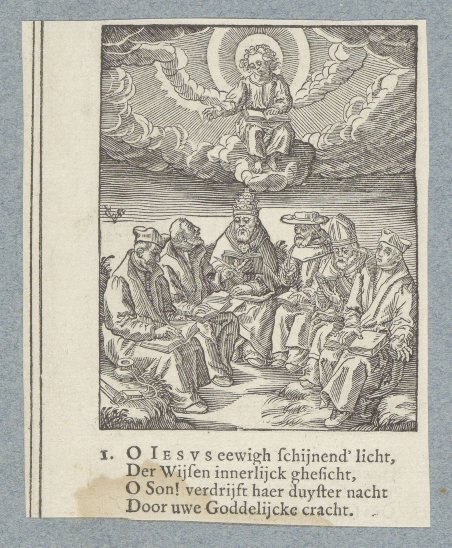 Aanbidding van het Christuskind door geestelijken by Christoffel van (II) Sichem
