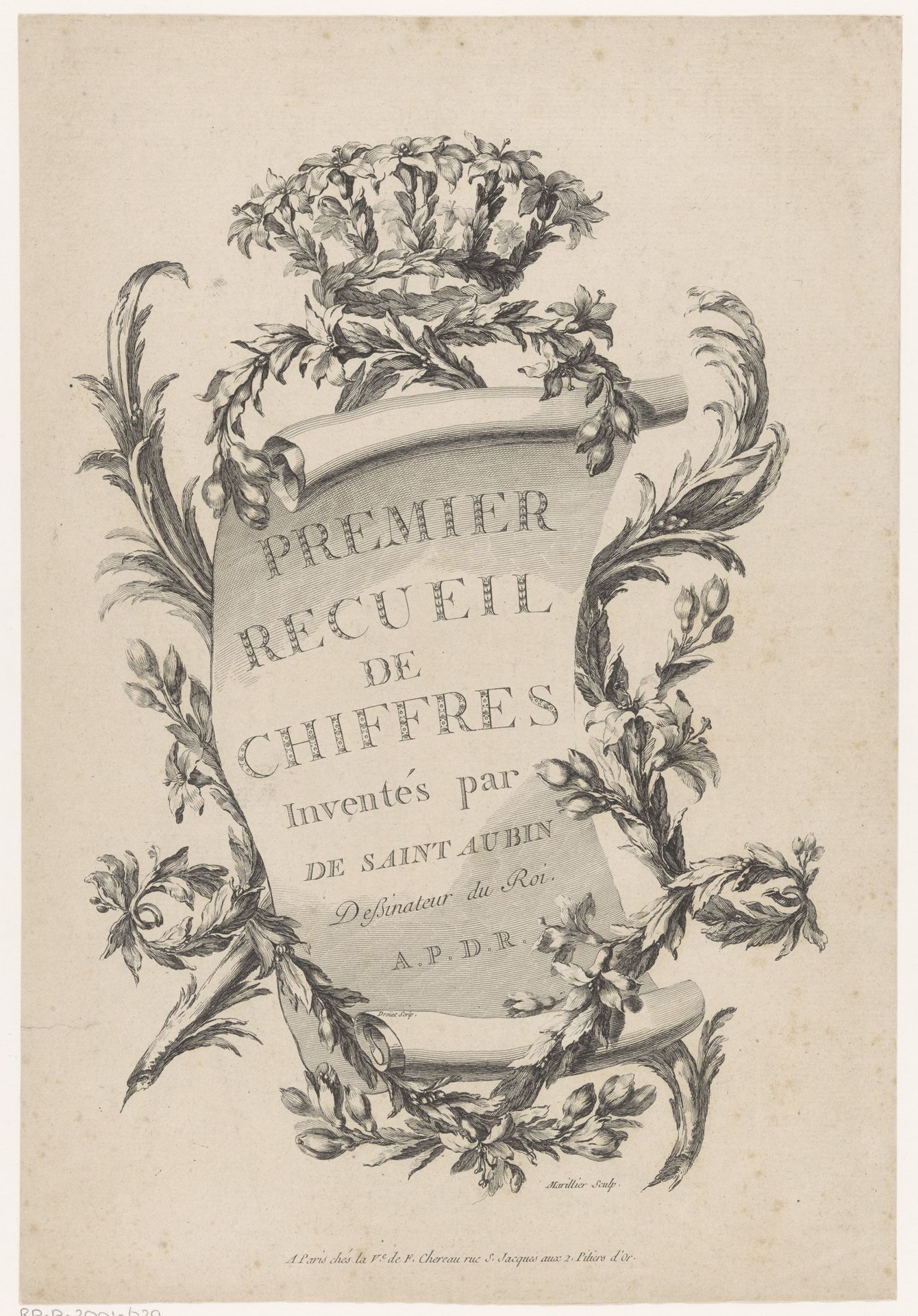 Bloemen en papierrol by Clément Pierre Marillier