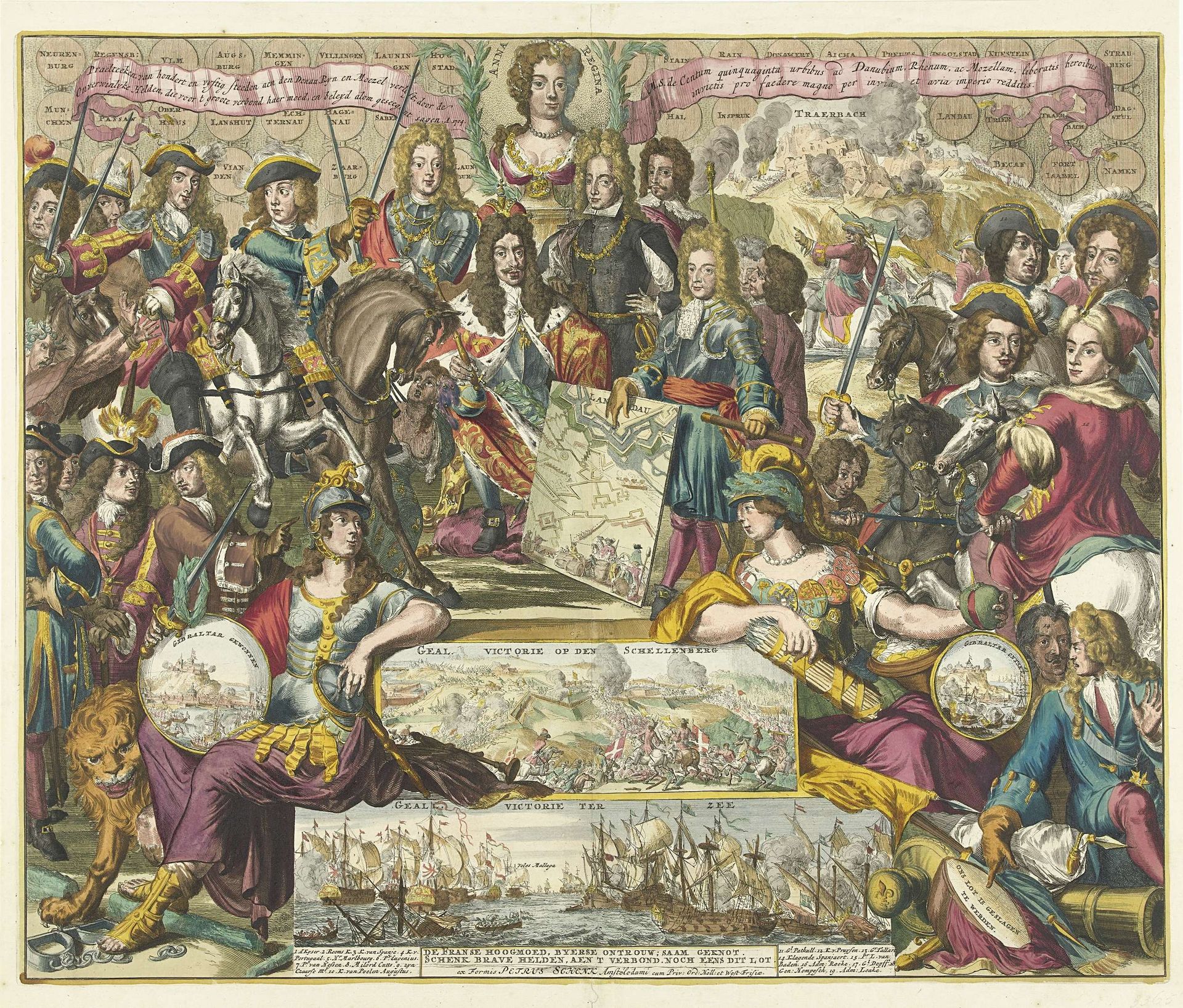 Allegorie op de overwinningen van de Geallieerden in 1704 by Anonymous