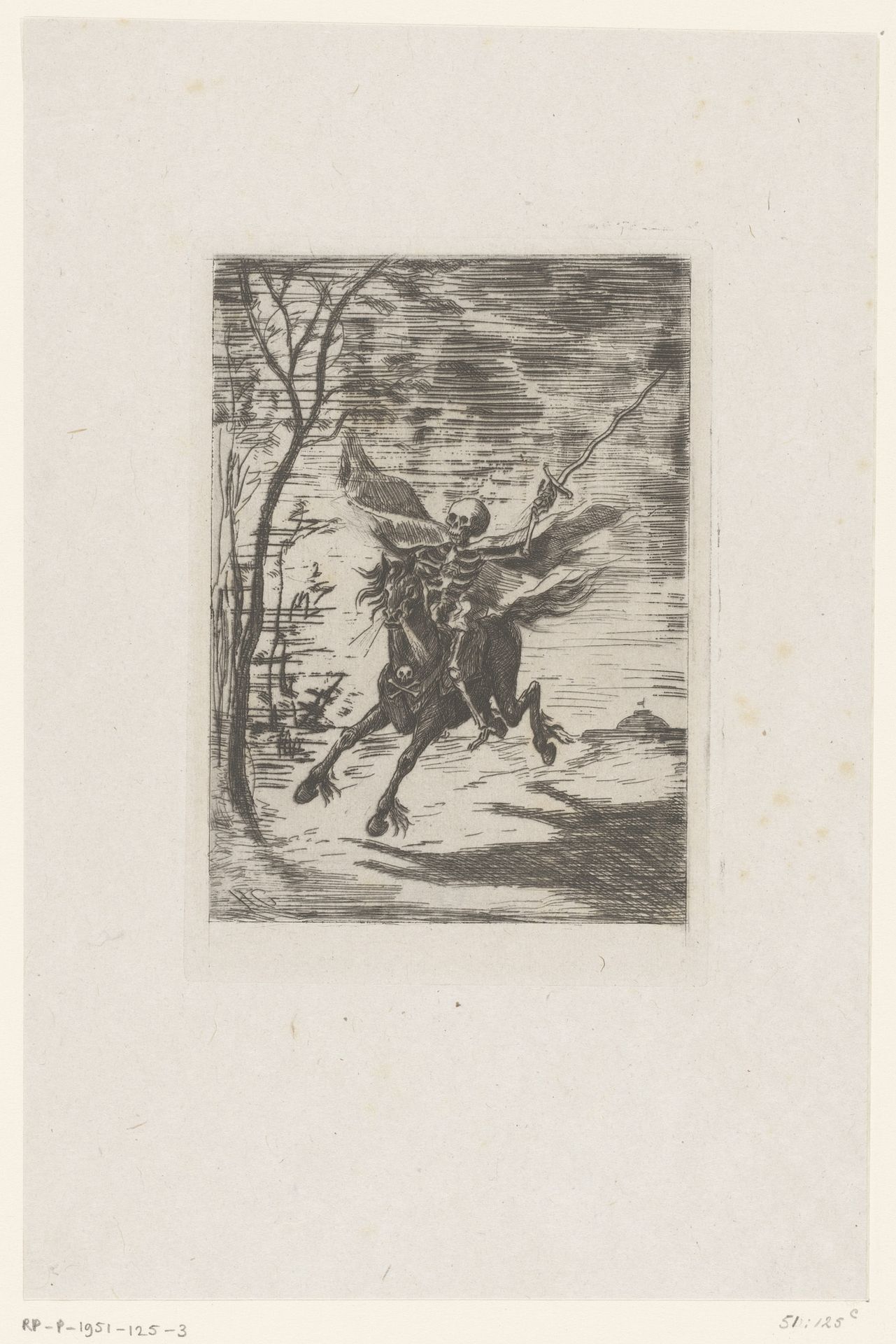 Personificatie van de Dood galopperend op een paard by Henri-Charles Guérard