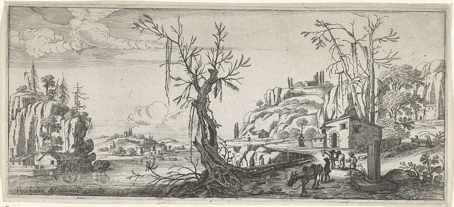 Landschap met reizigers met pakezels by Chaerles de Hooch