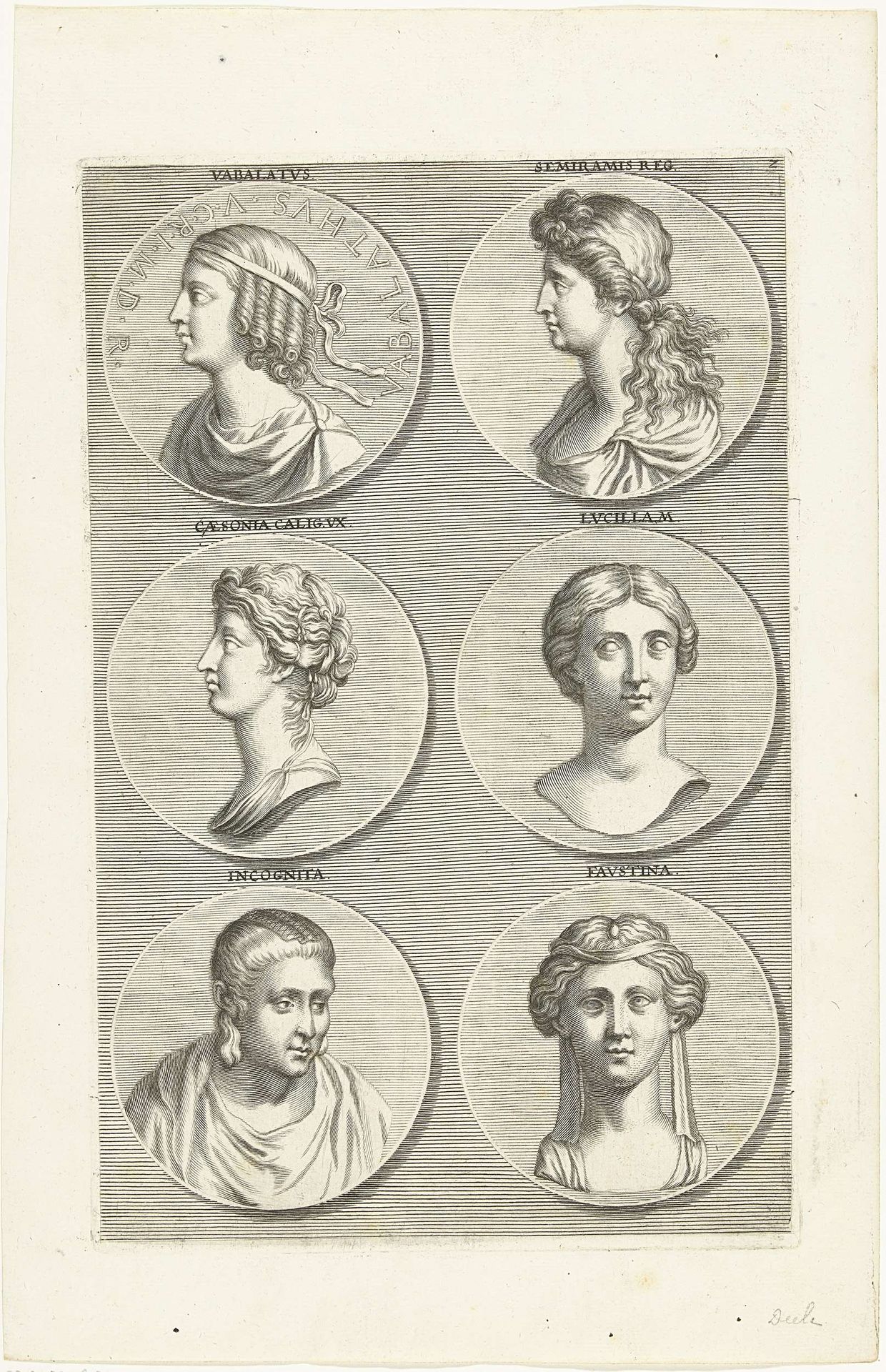 Zes munten met bekende vrouwen en mannen uit de antieke, letter Z by Richard Collin
