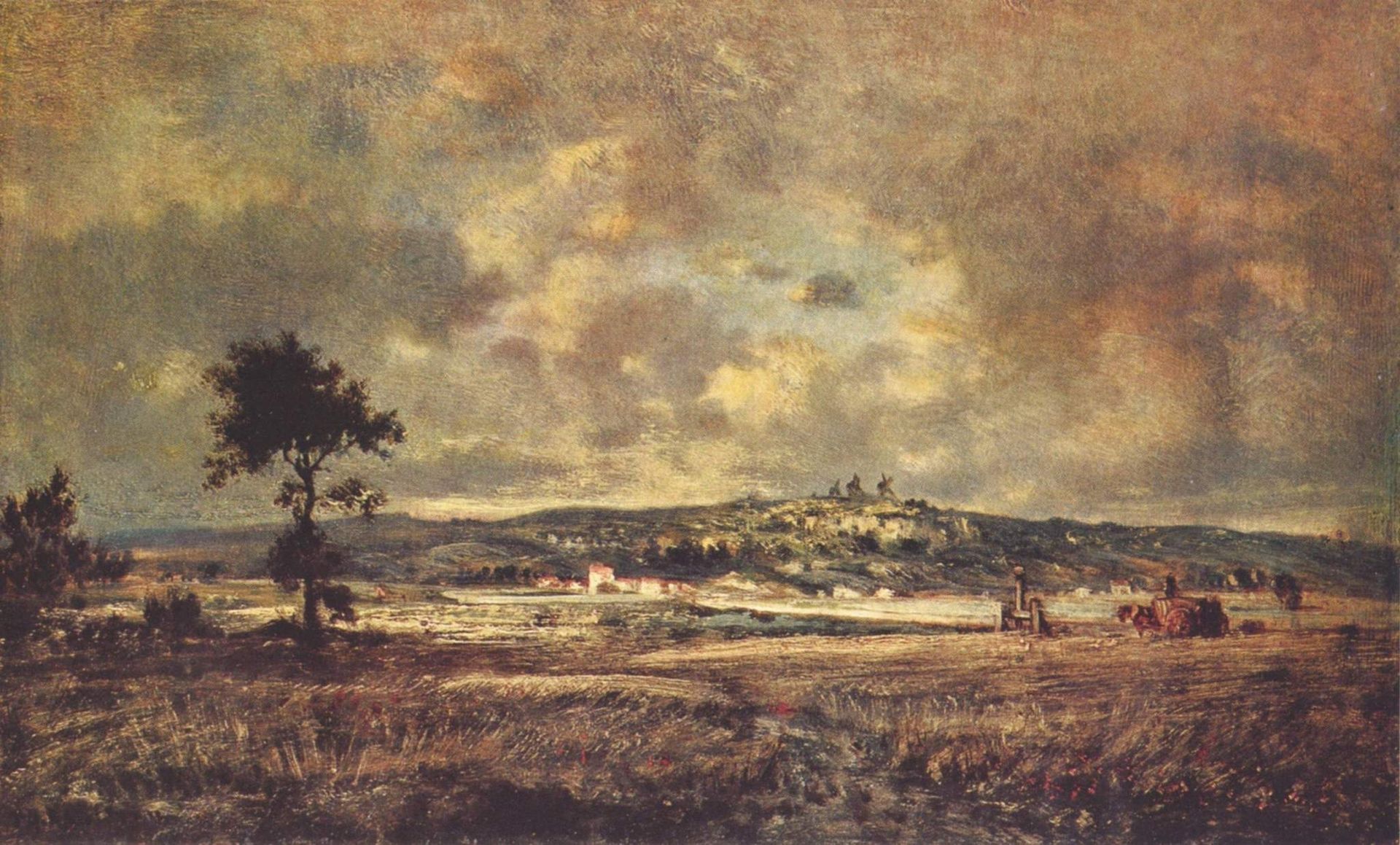 View of the plain of Montmartre X effect of storm by Theodore Rousseau