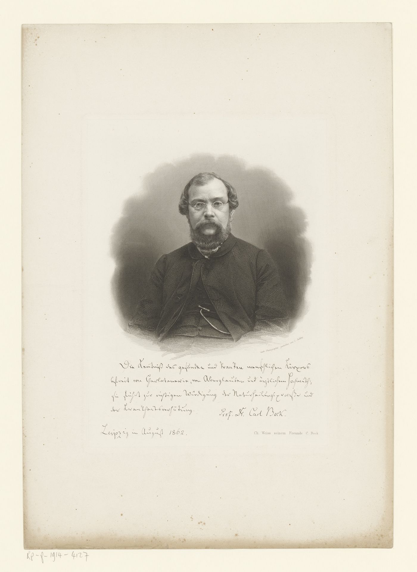 Portret van Carl Ernst Bock by Lazarus Gottlieb Sichling