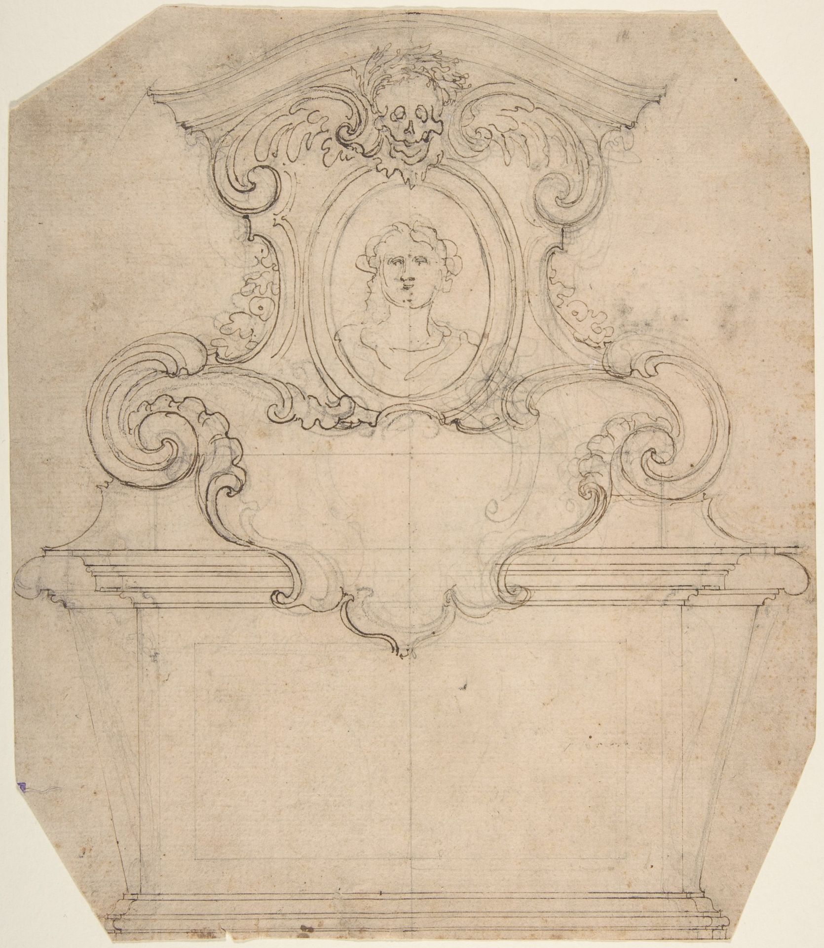 Design for a Tomb of Epitaph (recto); An Unfinished Variation of a Tomb or Epitaph (verso) by Giovanni Battista Foggini