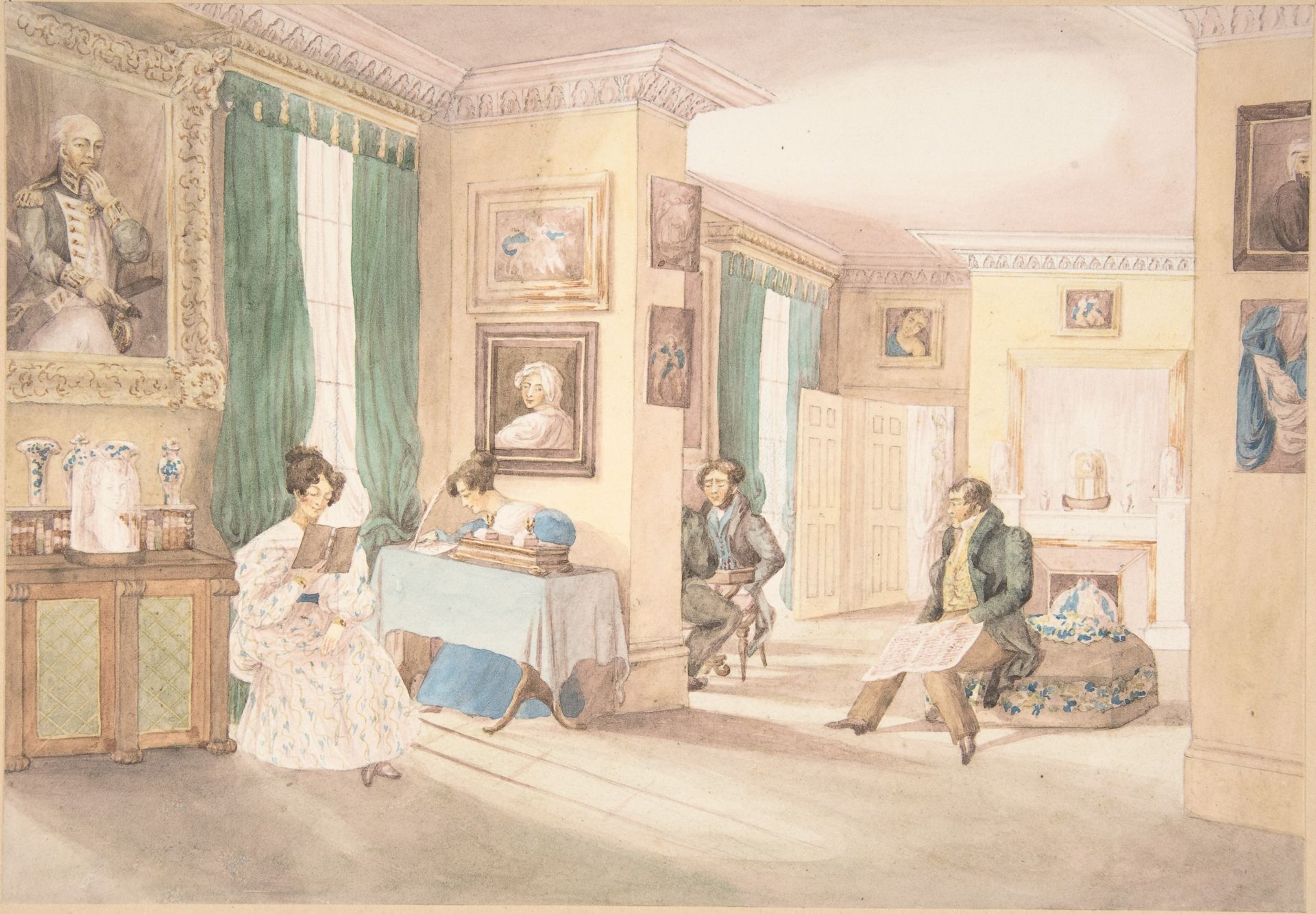 An Interior at Hatton, Warwickshire by Granddaughters of Dr. Samuel Parr
