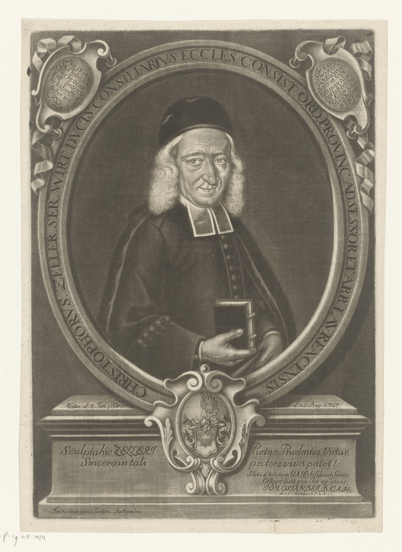 Portret van Christoph Zeller by Ferdinand Stenglin