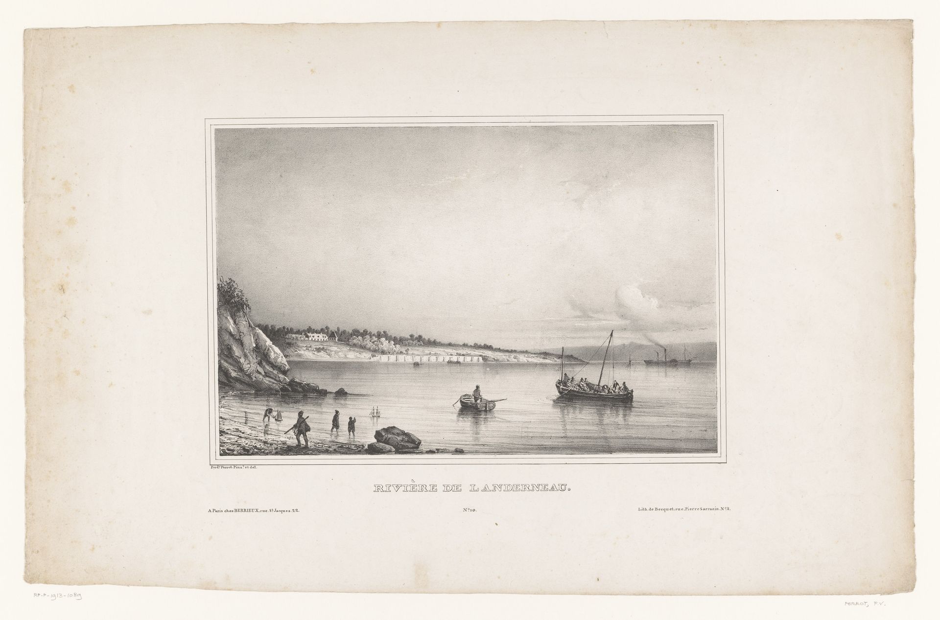 Gezicht op de rivier bij Landerneau by Ferdinand Victor Perrot