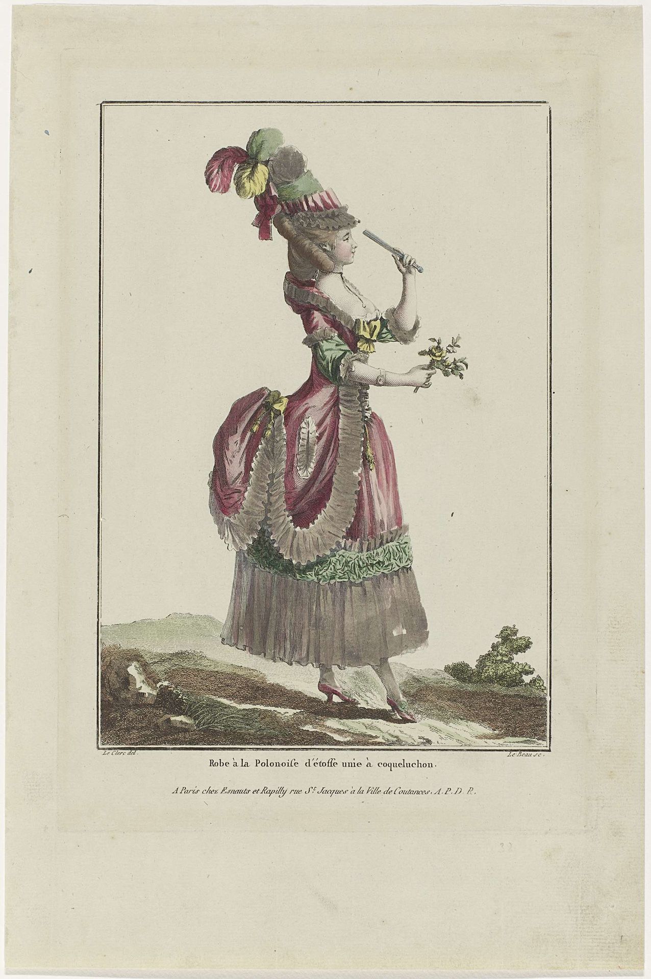 Gallerie des Modes et Costumes Francais, 1778, G 38 : Robe à la Polonois (...) by Pierre Adrien Le Beau