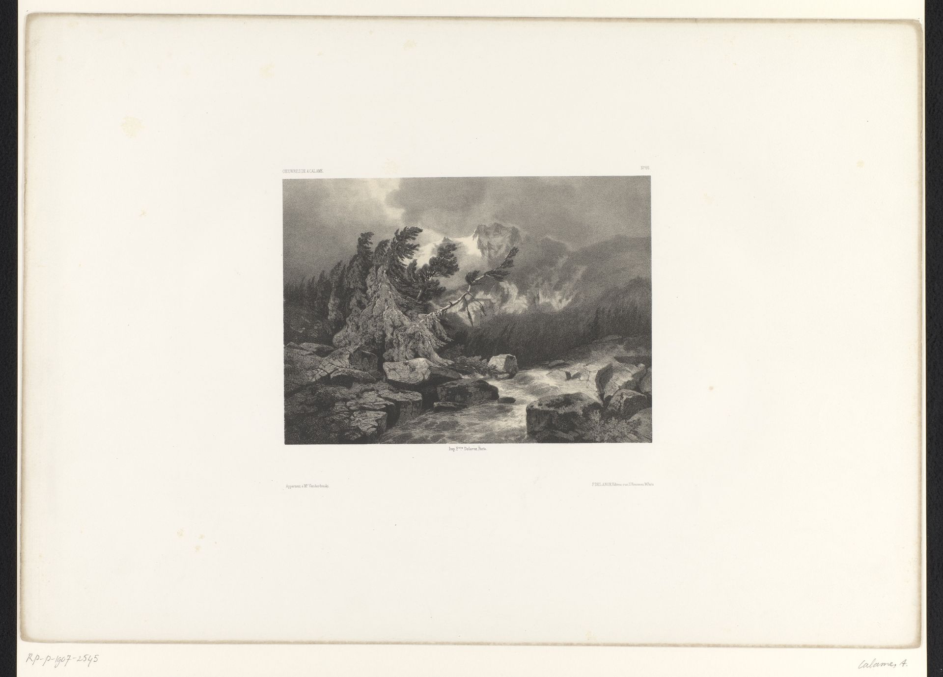 Berglandschap met bomen, rotsen en een beek by Alexandre Calame