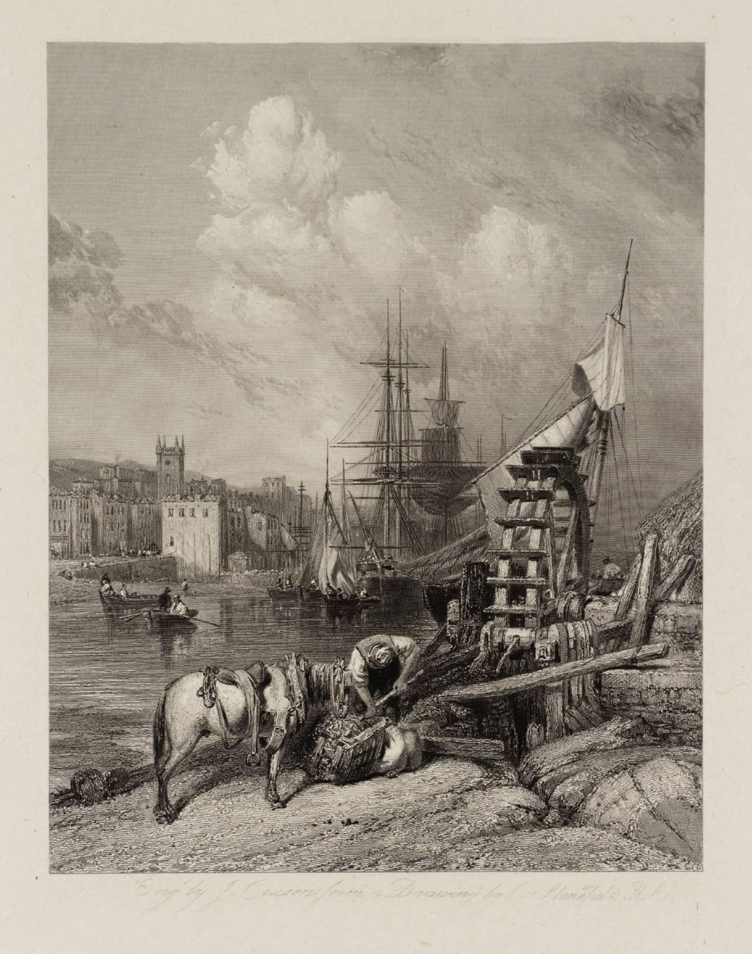 Falmouth from the Mills, engraved by J. Cousen by Clarkson Stanfield