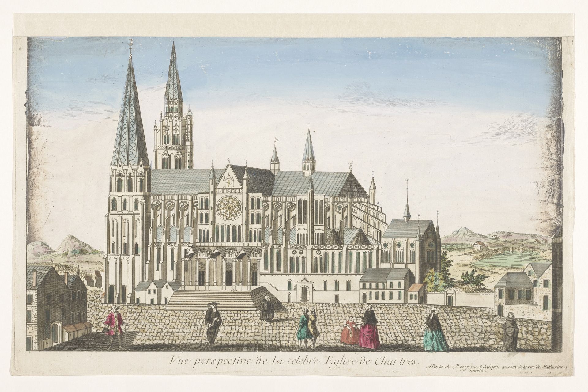 Gezicht op de Kathedraal van Chartres by Basset