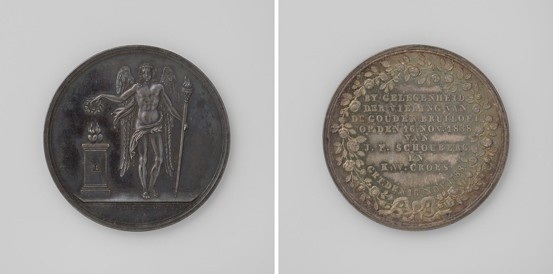 Vijftigjarig huwelijk van J.F. Schouberg en K.W. Croes by David van der (1804-1879) Kellen