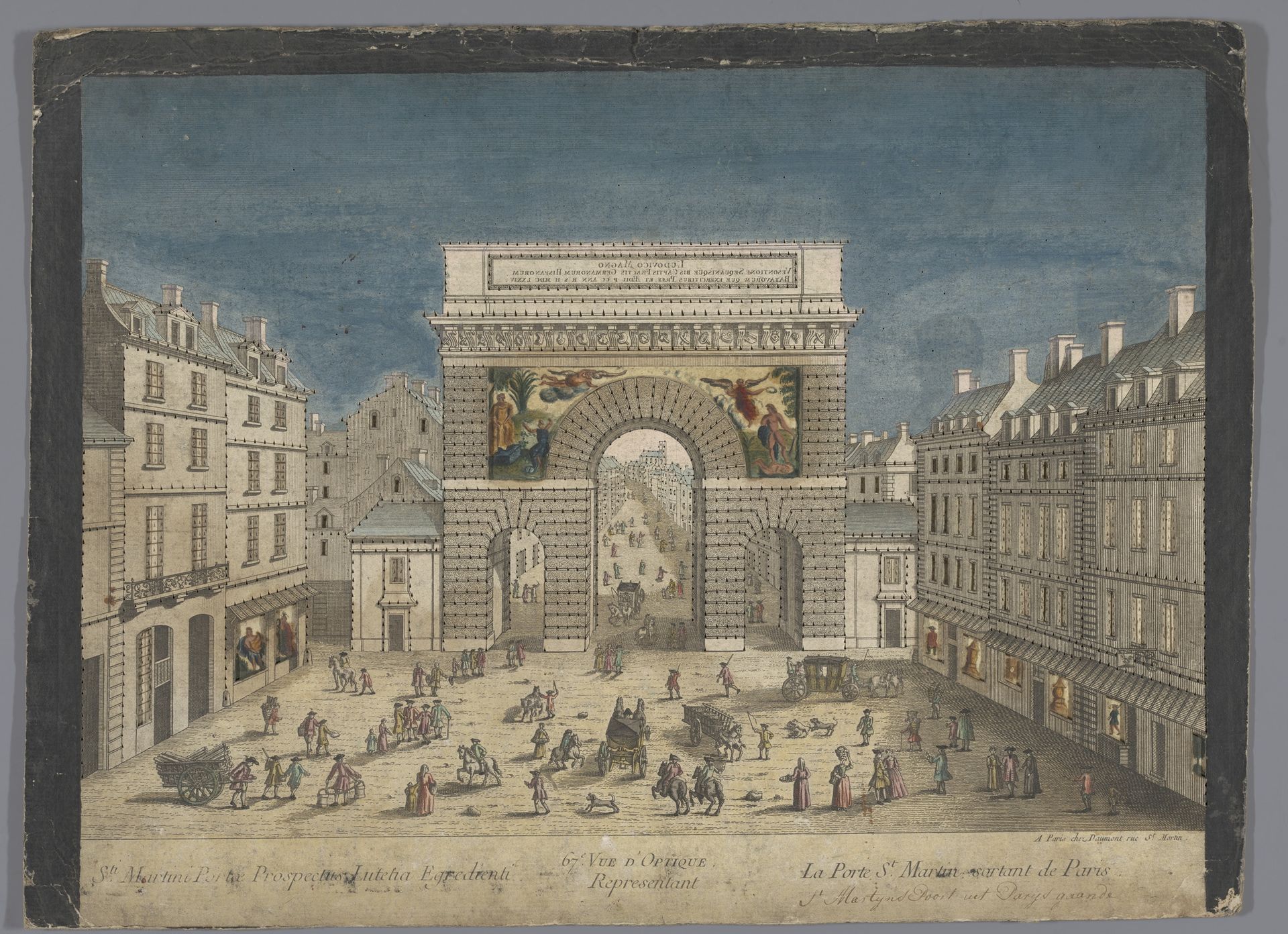 Gezicht op de Porte Saint-Martin te Parijs by Jean-François Daumont