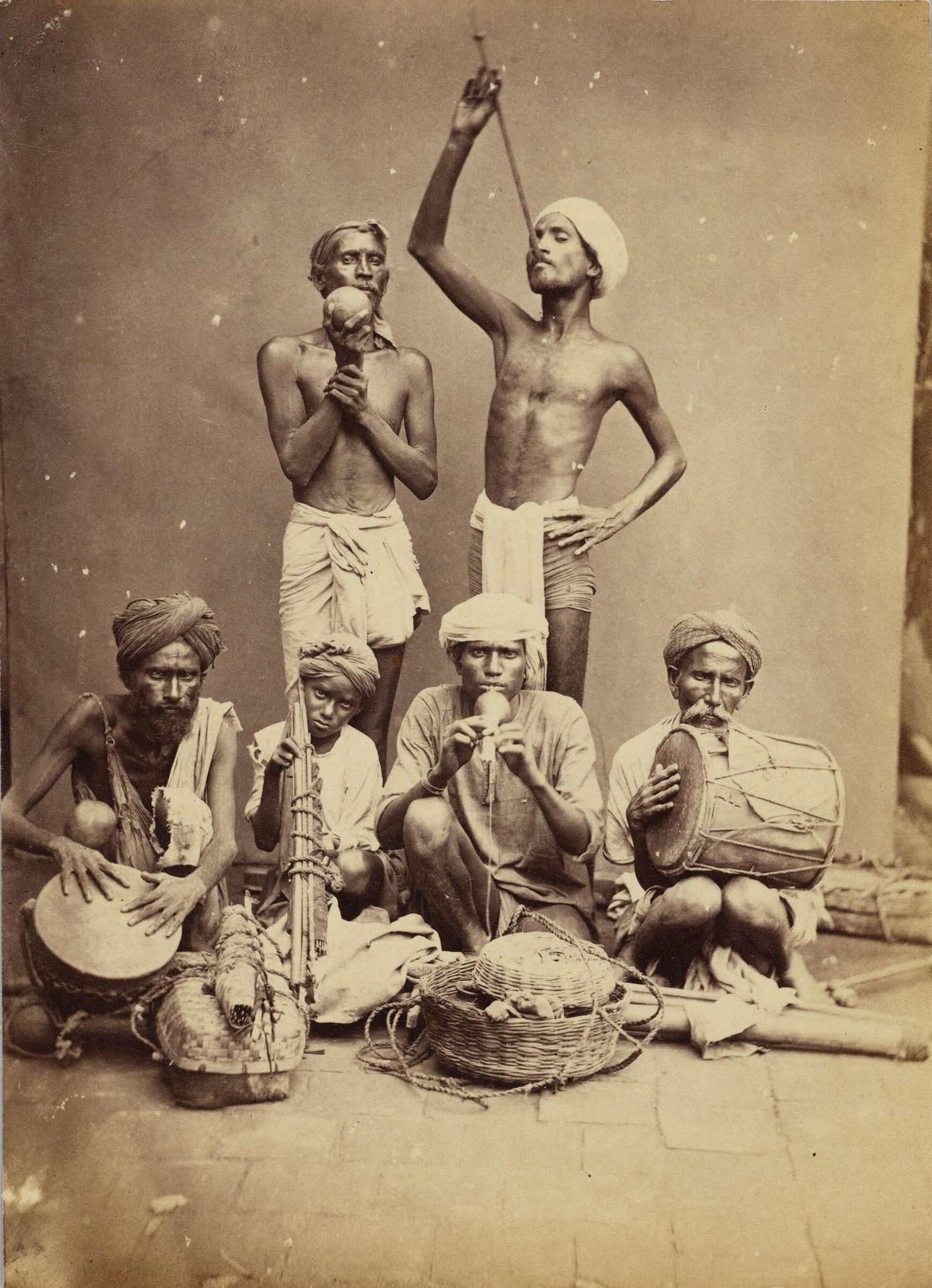 Untitled (six performers: musicians, a snake charmer, and two jugglers) by Willoughby Wallace Hooper
