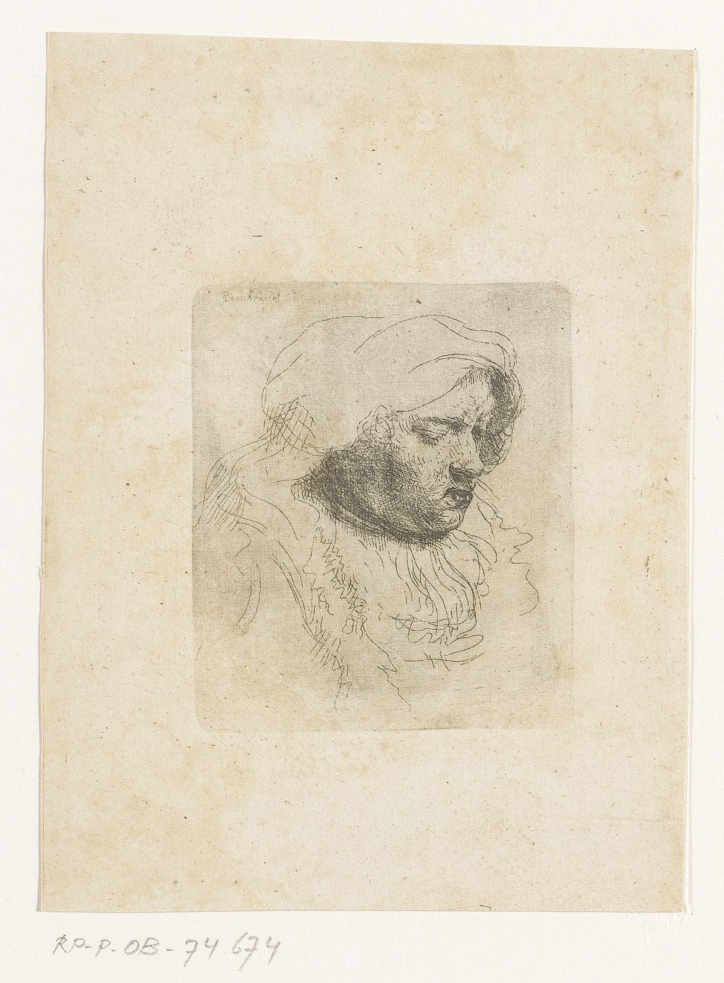 Buste van vrouw met doek over hoofd by Claude Henri Watelet