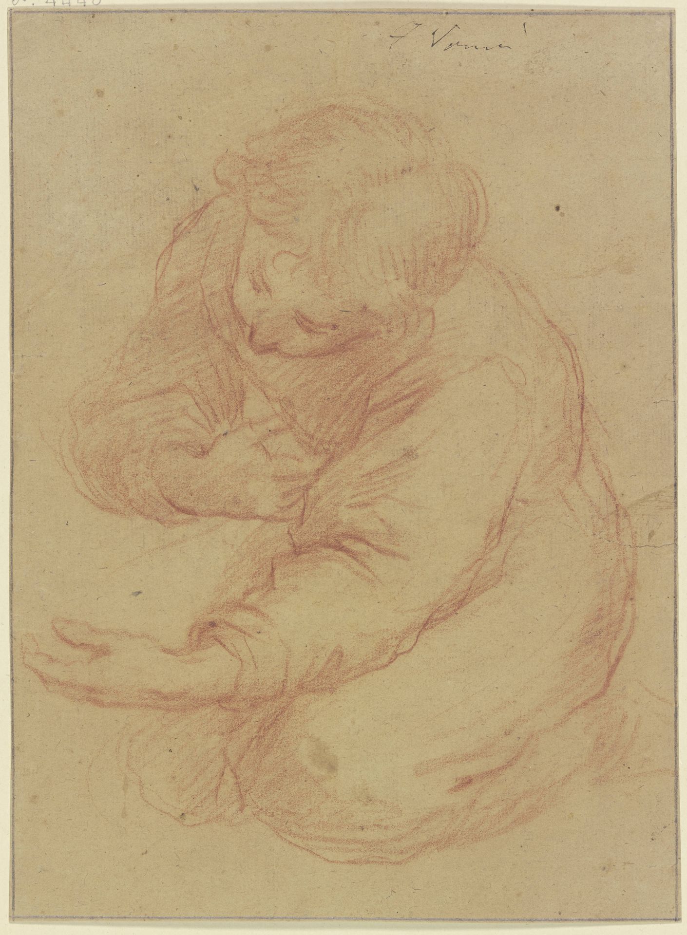 Kniender Jüngling in der Anbetung, in Aufsicht by Francesco Vanni