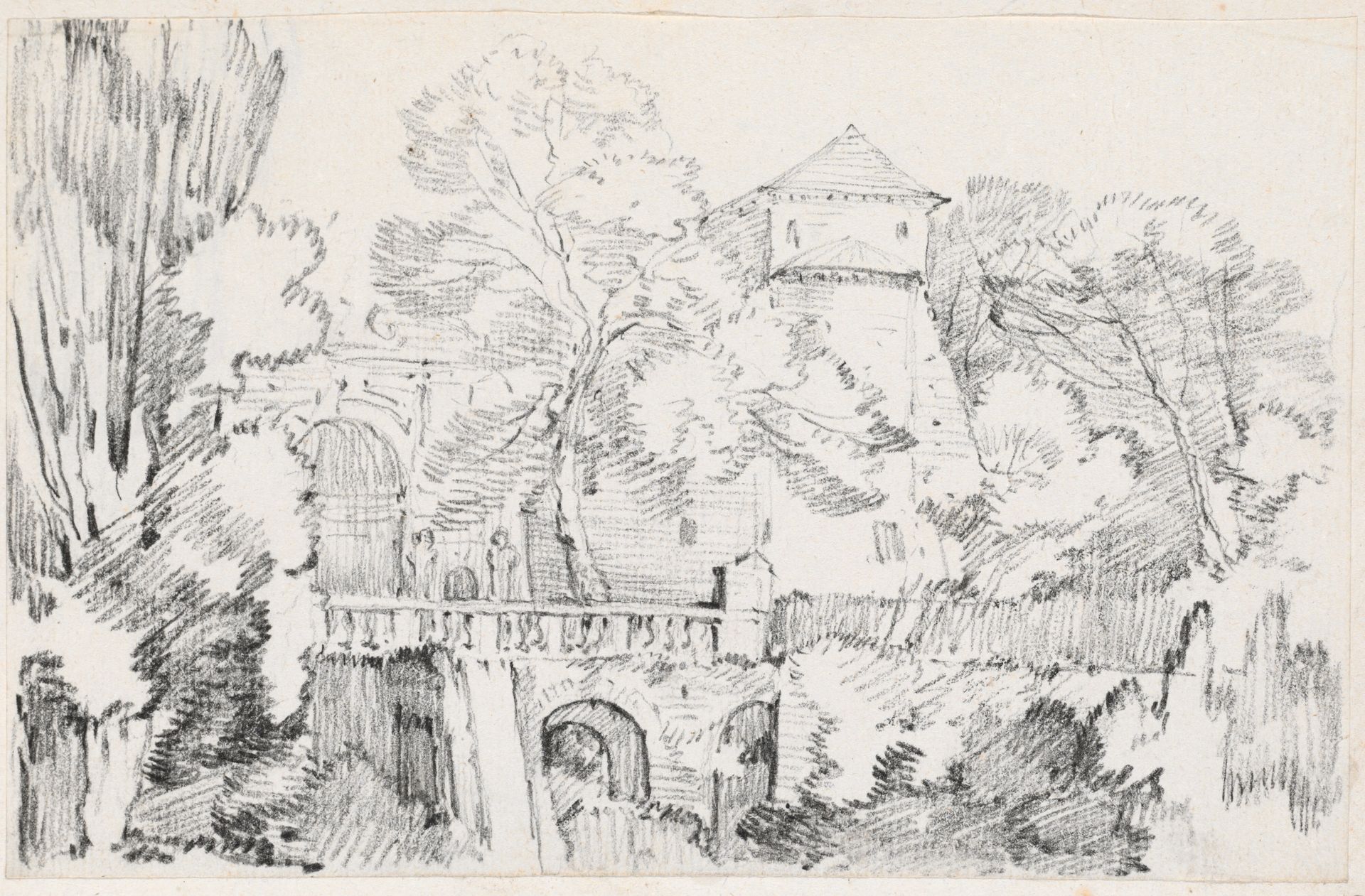 The Water Organ in the Gardens of the Villa d'Este, Tivoli by Joseph Marie Vien