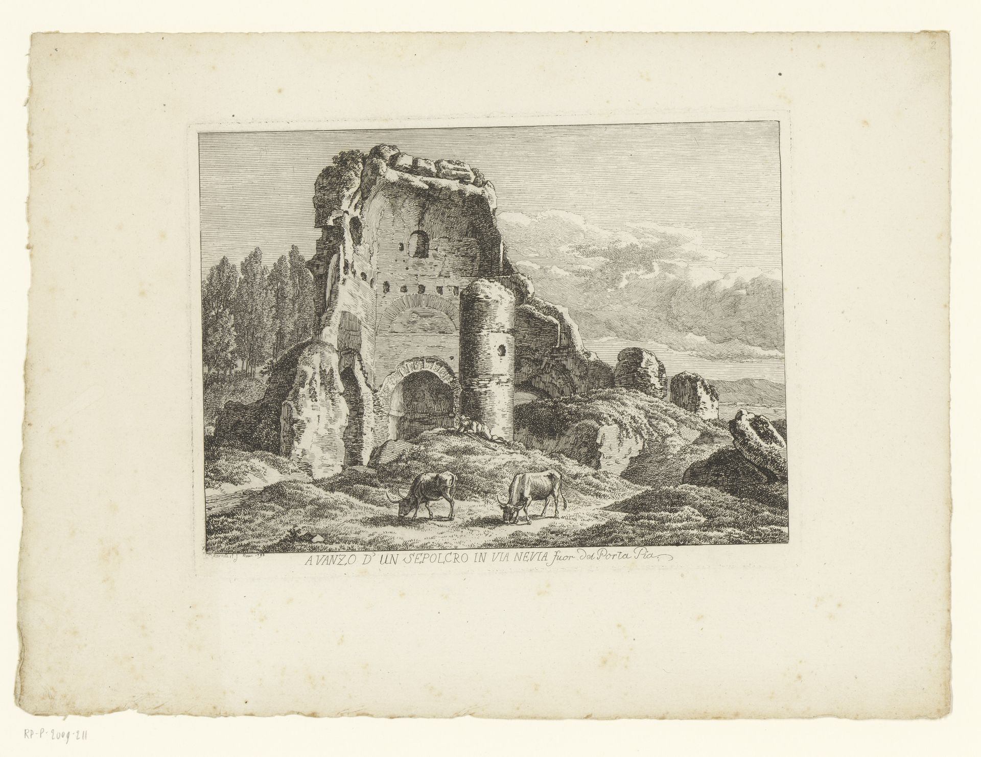 Antieke graftombe aan de Via Nevia buiten de Porta Pia by Johann Christian Reinhart