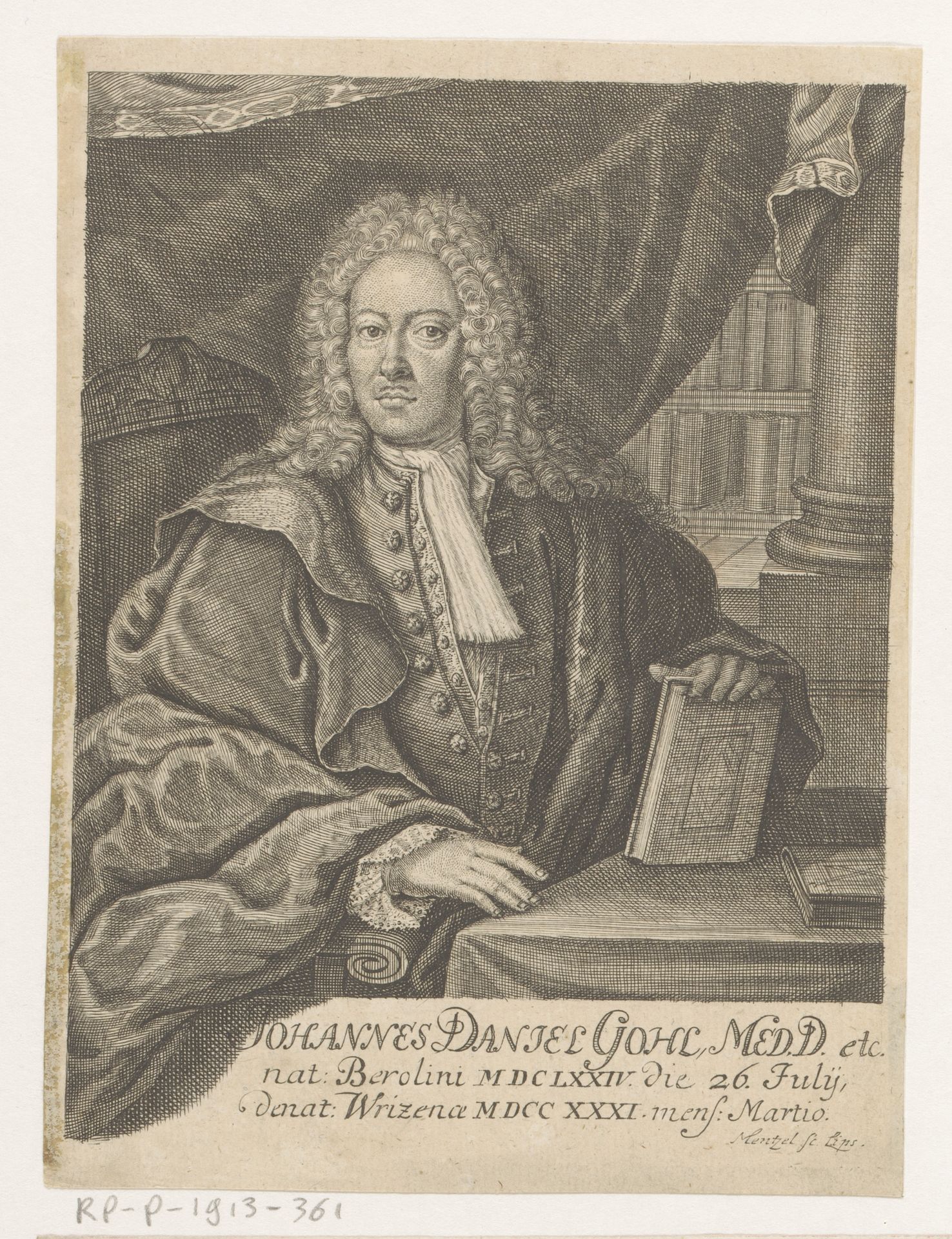 Portret van Johann Daniel Gohl by Johann Georg Mentzel
