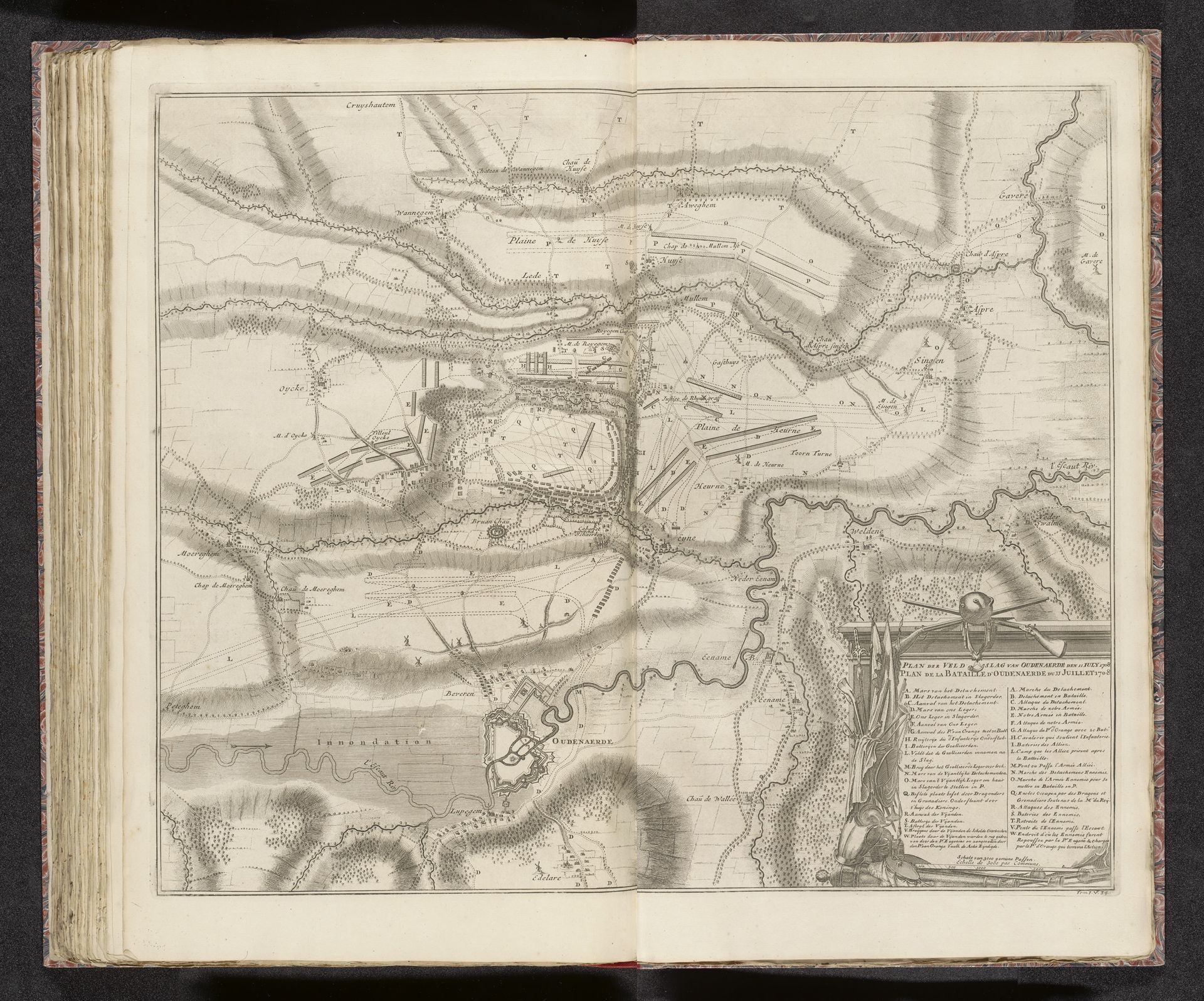 Kaart van de slag bij Oudenaarde, 1708 by Anonymous