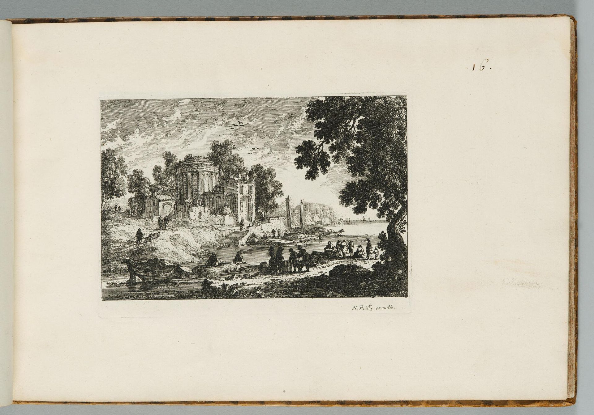 Seaport with a Group of Buildings at the Left, including a Round Classical Structure with Pilasters by Adam Perelle