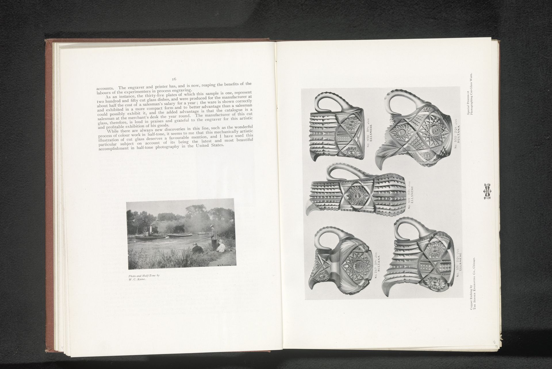 Vijf glazen kannen by Binner Engraving Co.
