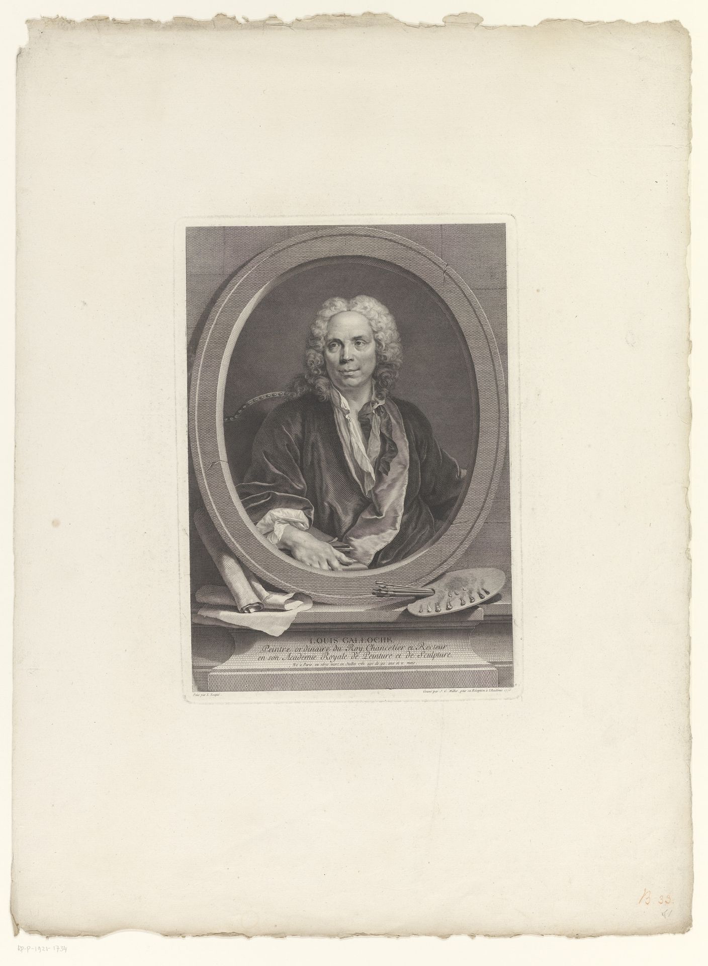 Portret van Louis Galloche by Johann Gotthard Müller