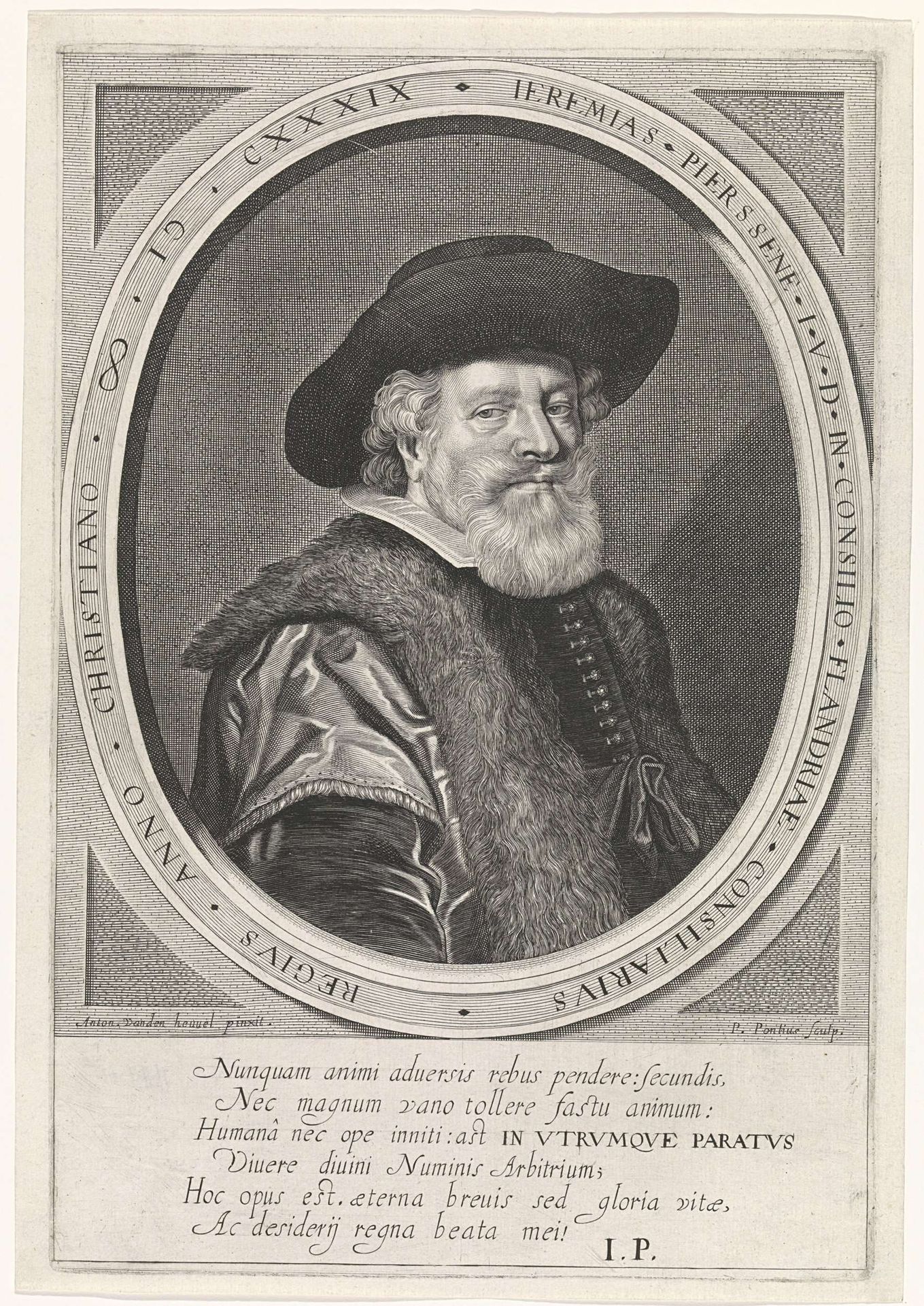 Portret van Jeremias Pierssene by Paulus Pontius