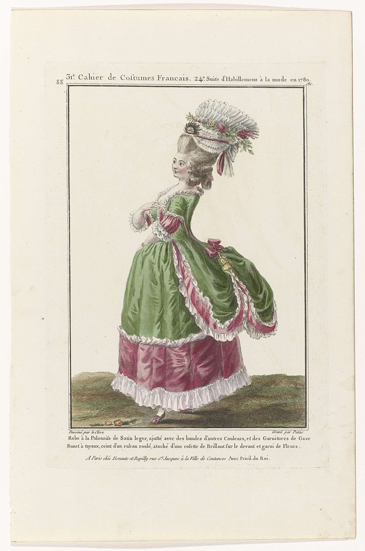 Gallerie des Modes et Costumes Français, 1780, gg 181: Robe à la Polonois (...) by Charles Emmanuel Patas