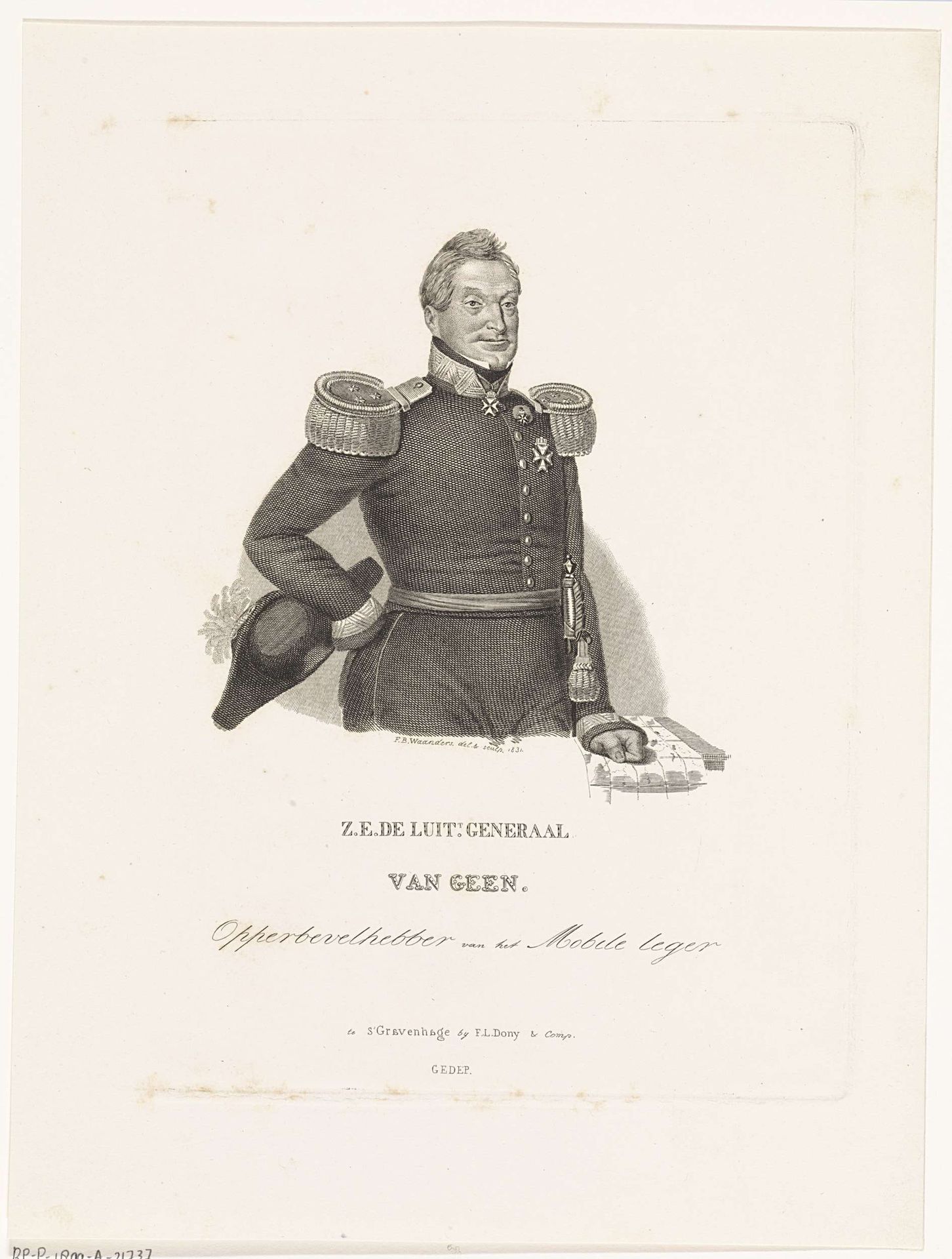 Portret van generaal Joseph Jacobus baron van Geen by Franciscus Bernardus Waanders