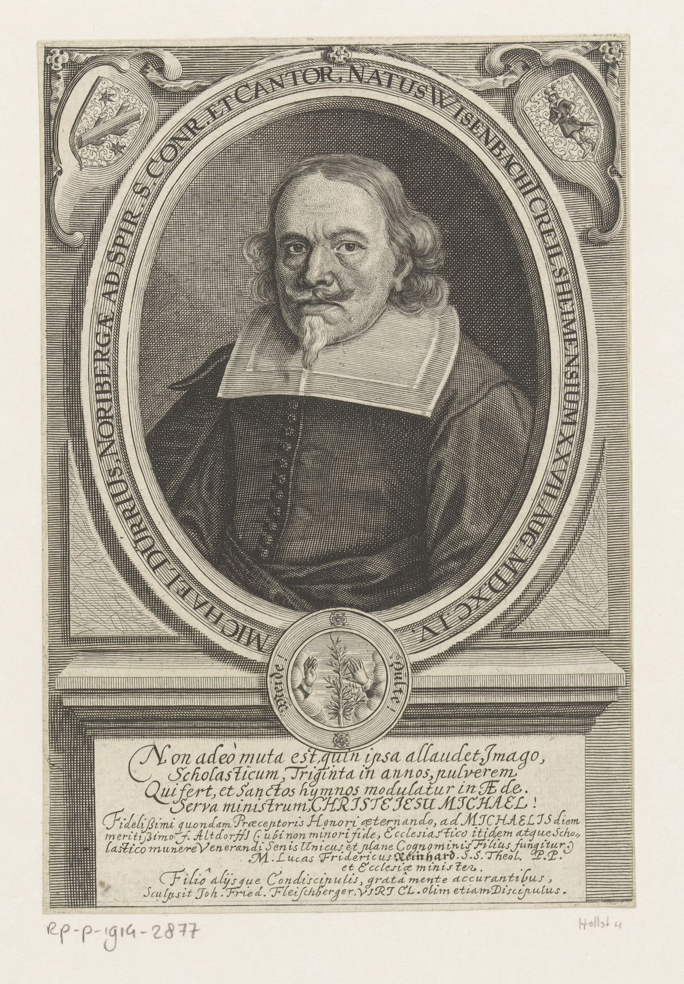 Portret van Michael Dürr by Johann Friedrich Fleischberger