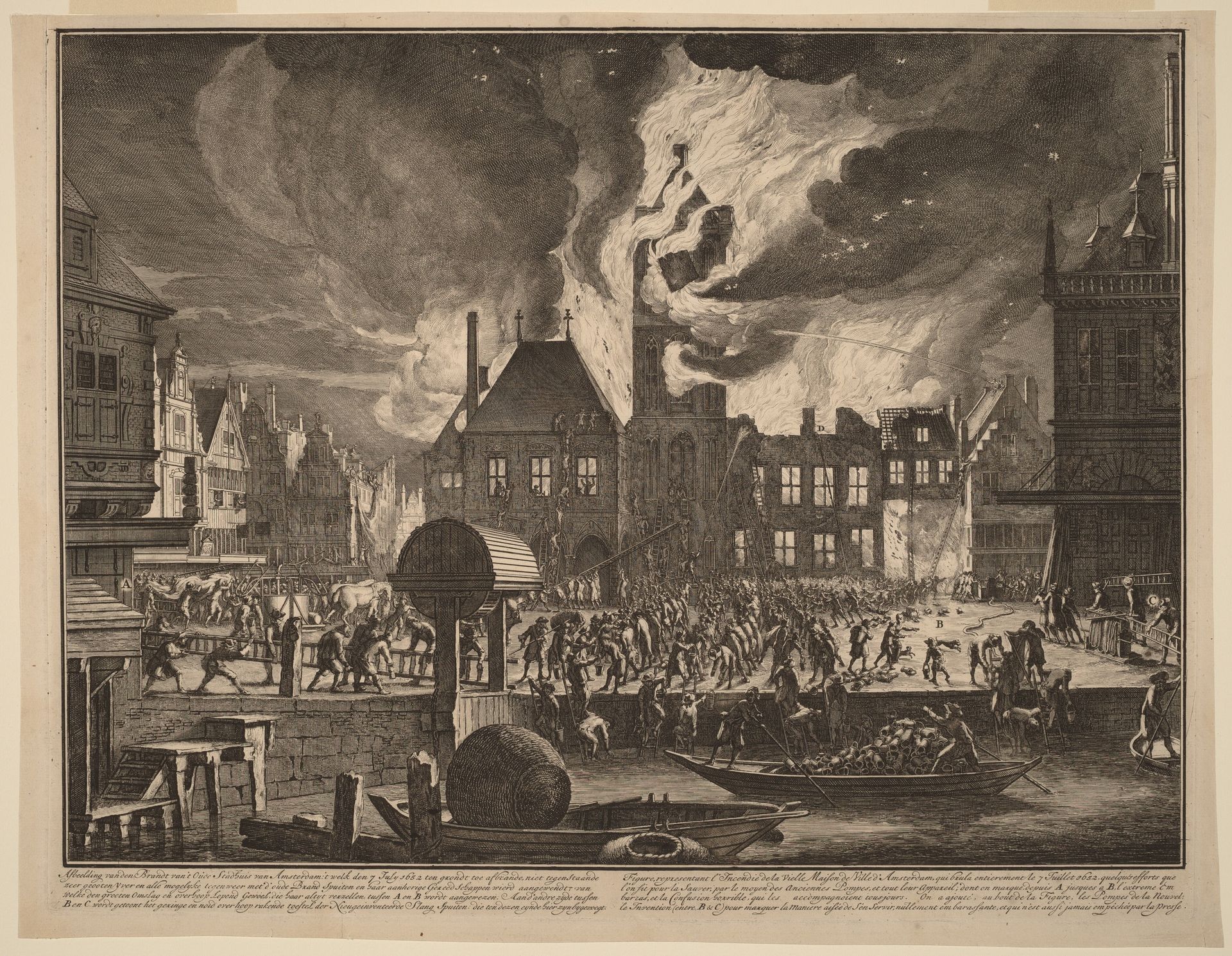 Burning of the Old Amsterdam Town Hall by Jan van der Heyden