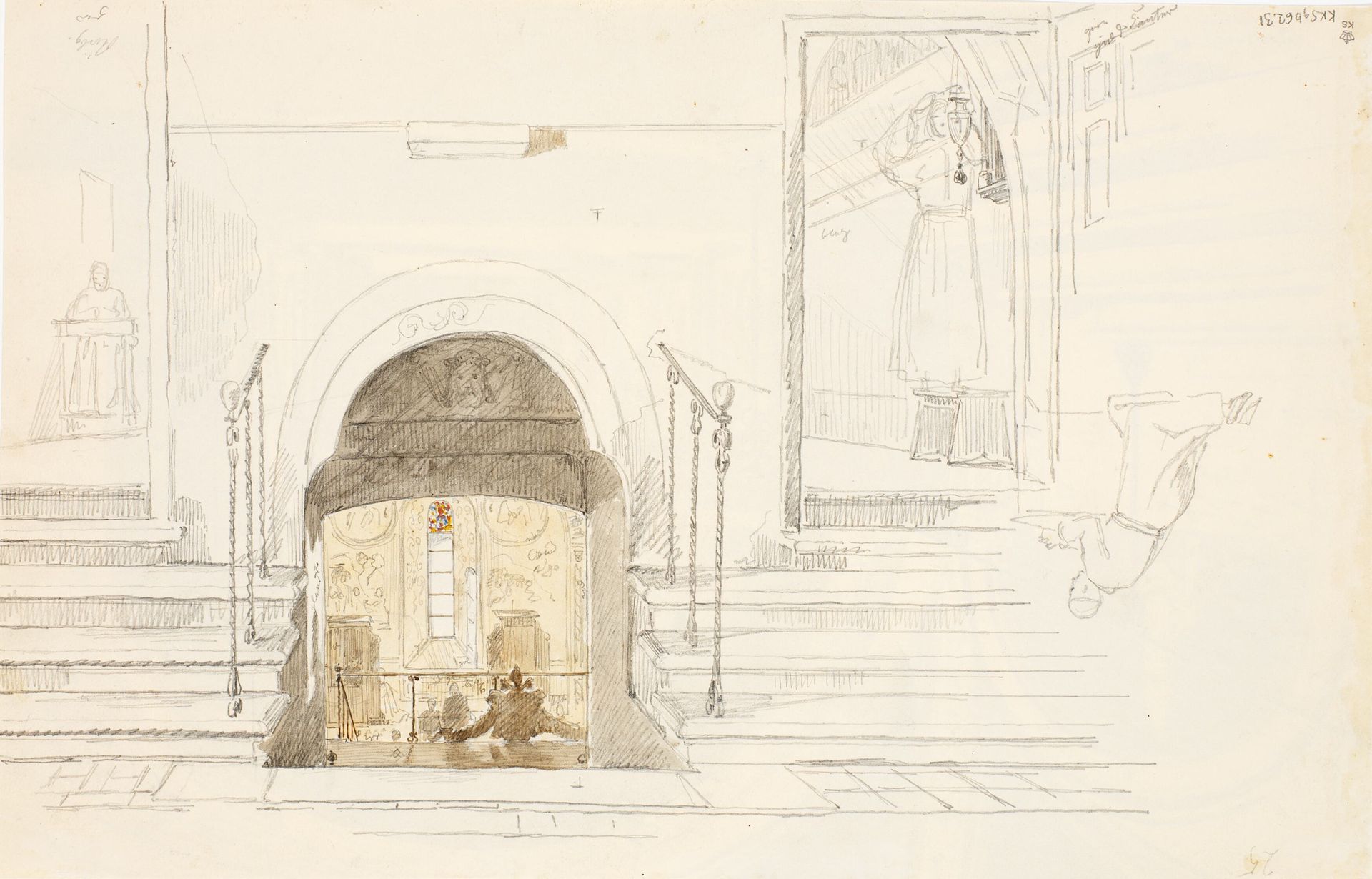 Det indre af klostret S. Benedetto i Subiaco by Martinus Rørbye