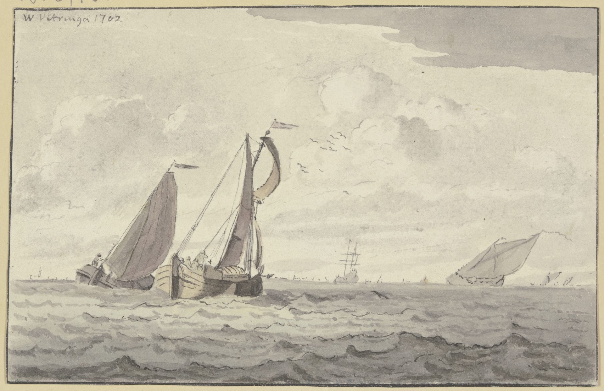 Segelboote auf leicht bewegter See by Wigerus Vitringa