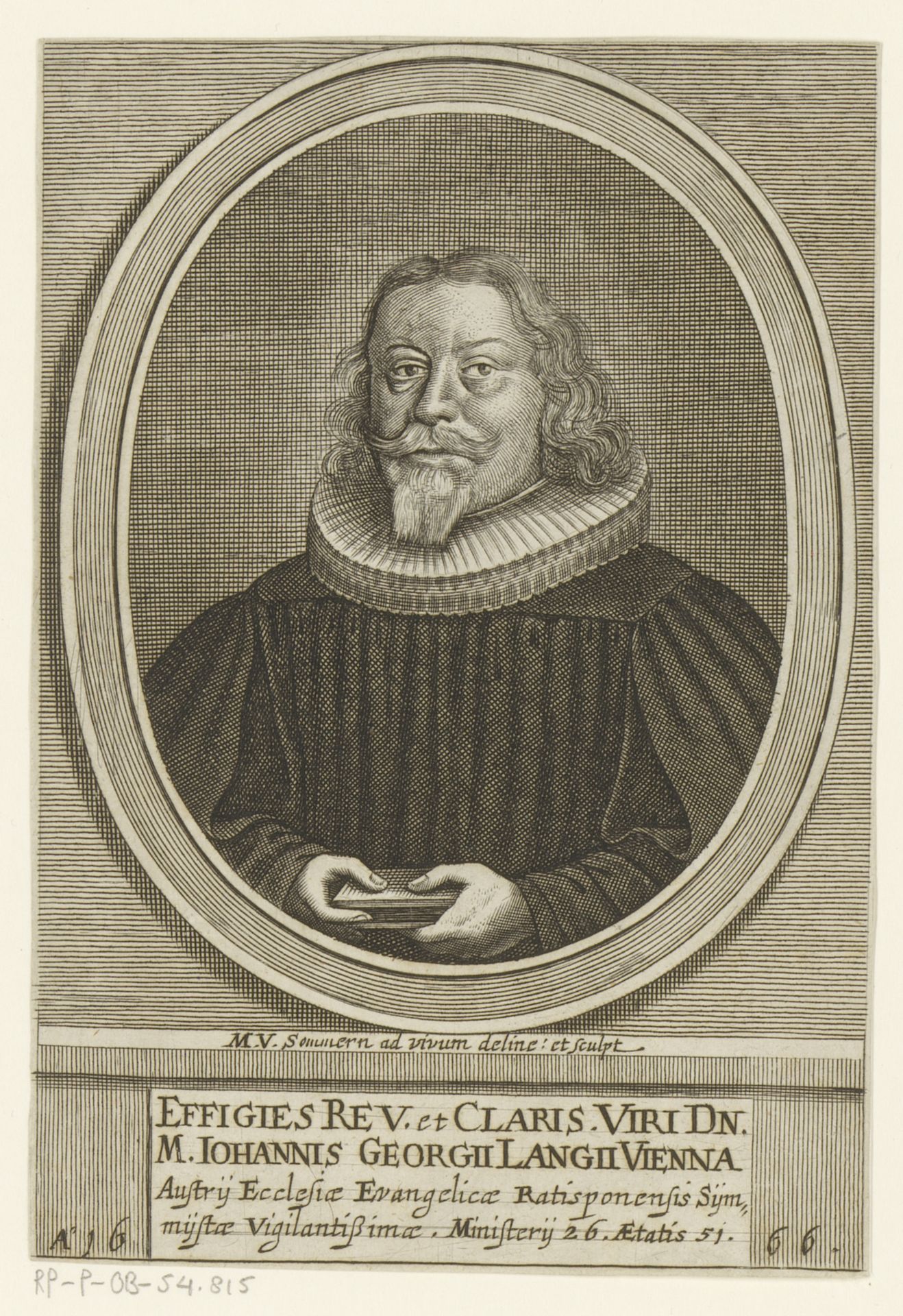 Portret van Johann Georg Lang by Matthias van Sommer