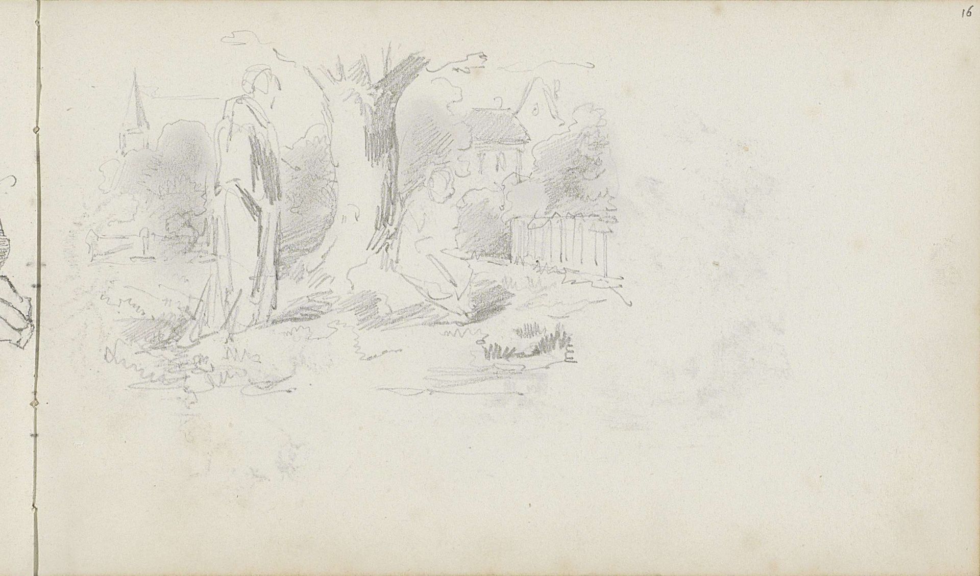 Twee figuren bij een boom by Charles Rochussen