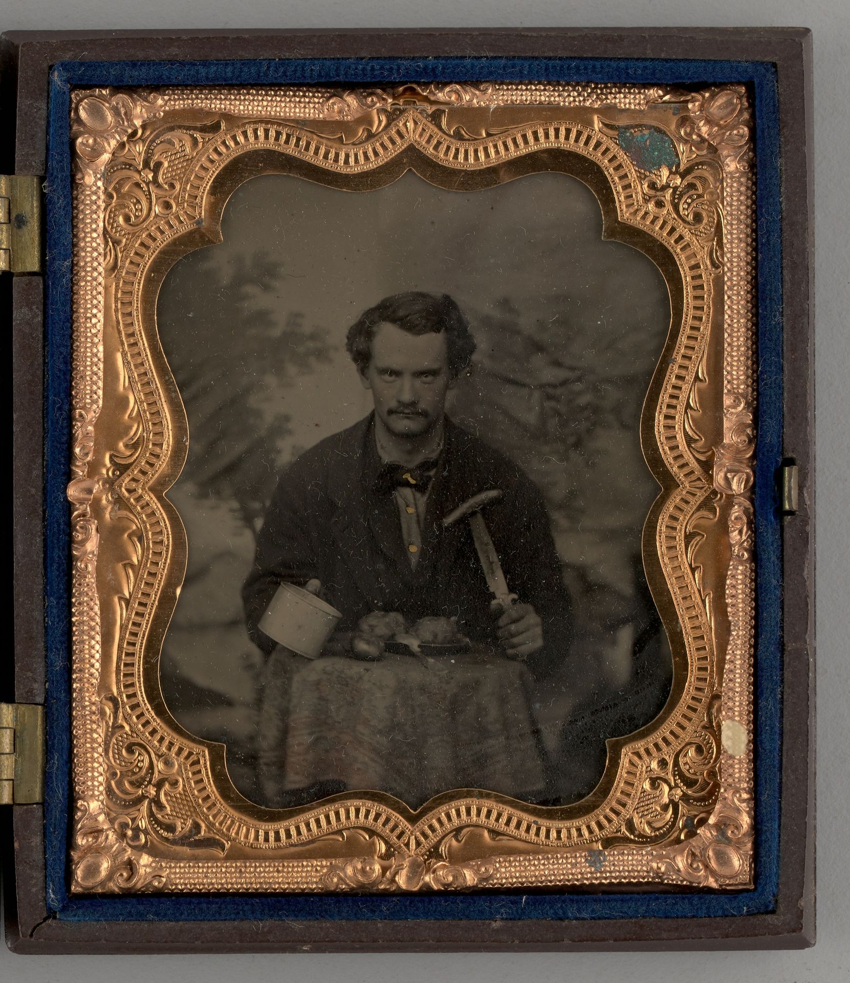 Untitled (Portrait of a Seated Man with Knife) by Anonymous