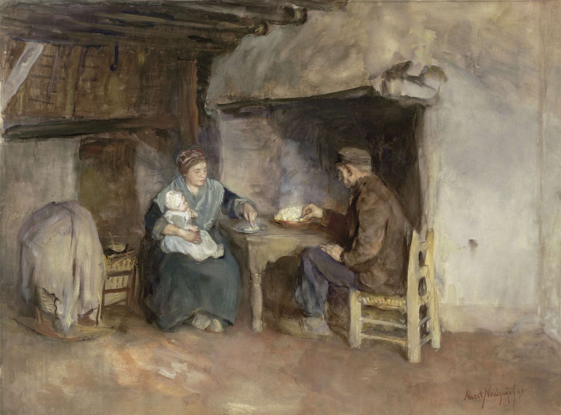 Middagmaal in een boerengezin by Albert Neuhuys