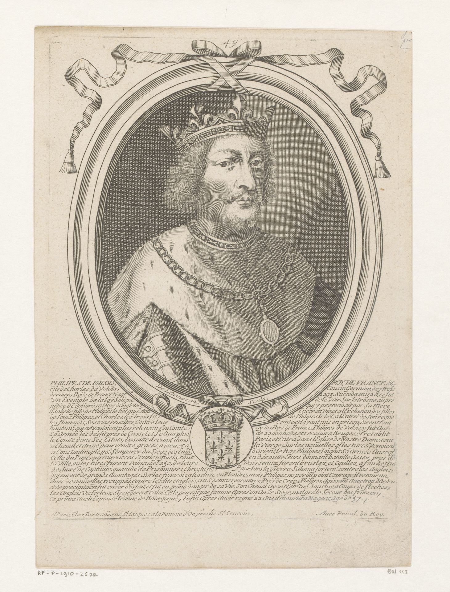 Portret van Filips VI, koning van Frankrijk by Nicolas de (I) Larmessin