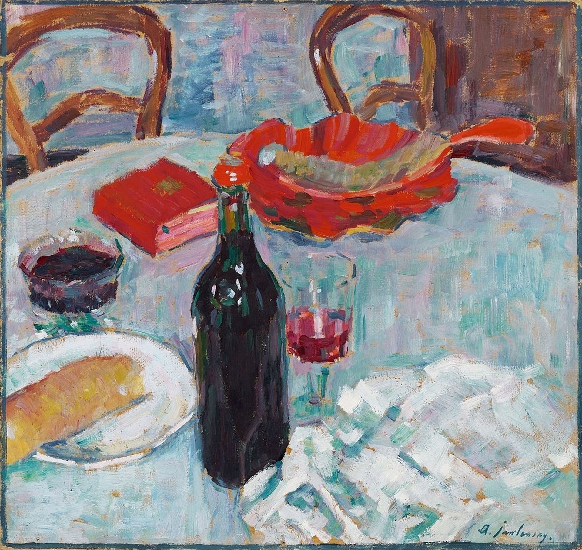 Stilleben mit Weinflasche by Alexej von Jawlensky