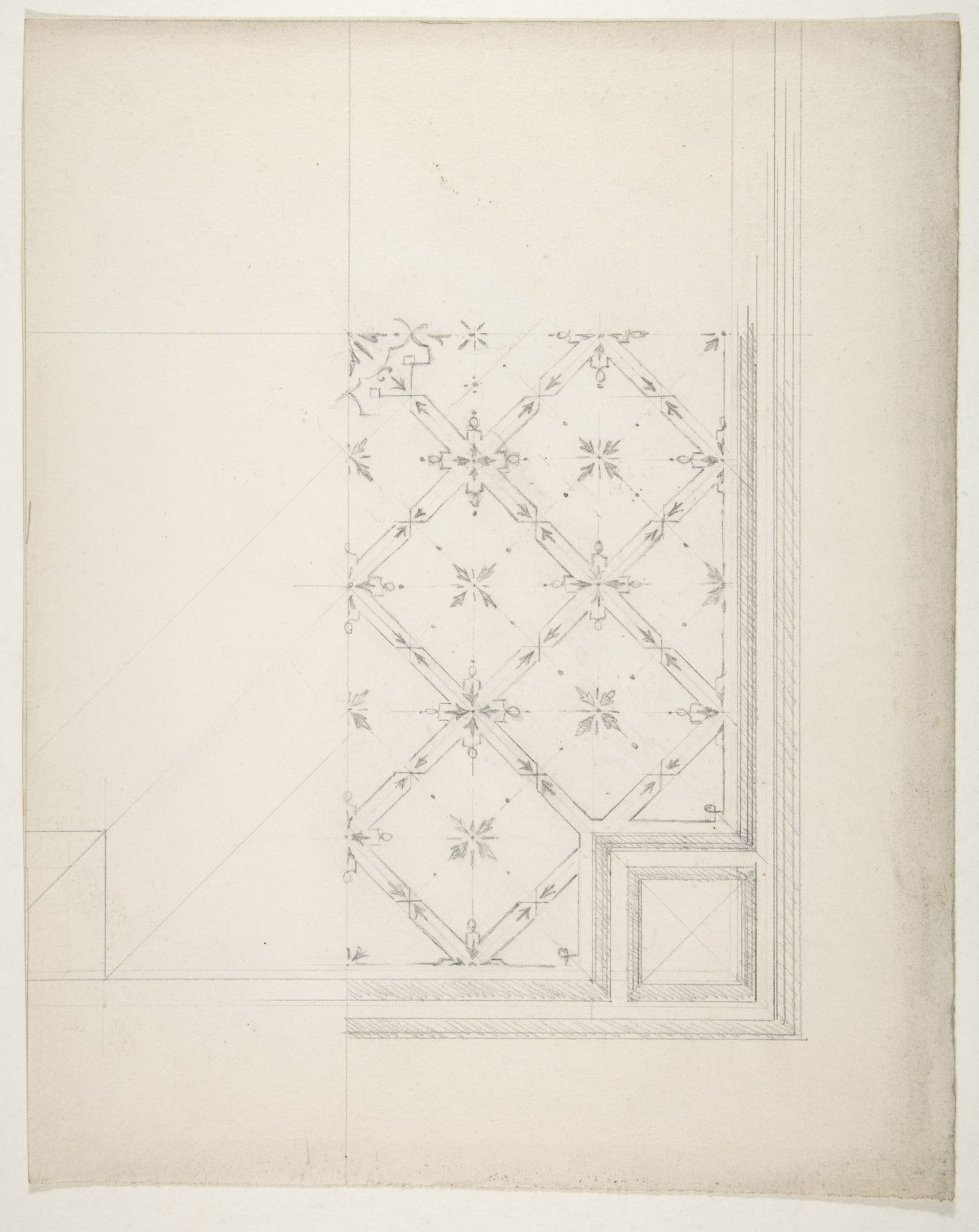 Partial design for the decoration of a ceiling by Jules-Edmond-Charles Lachaise