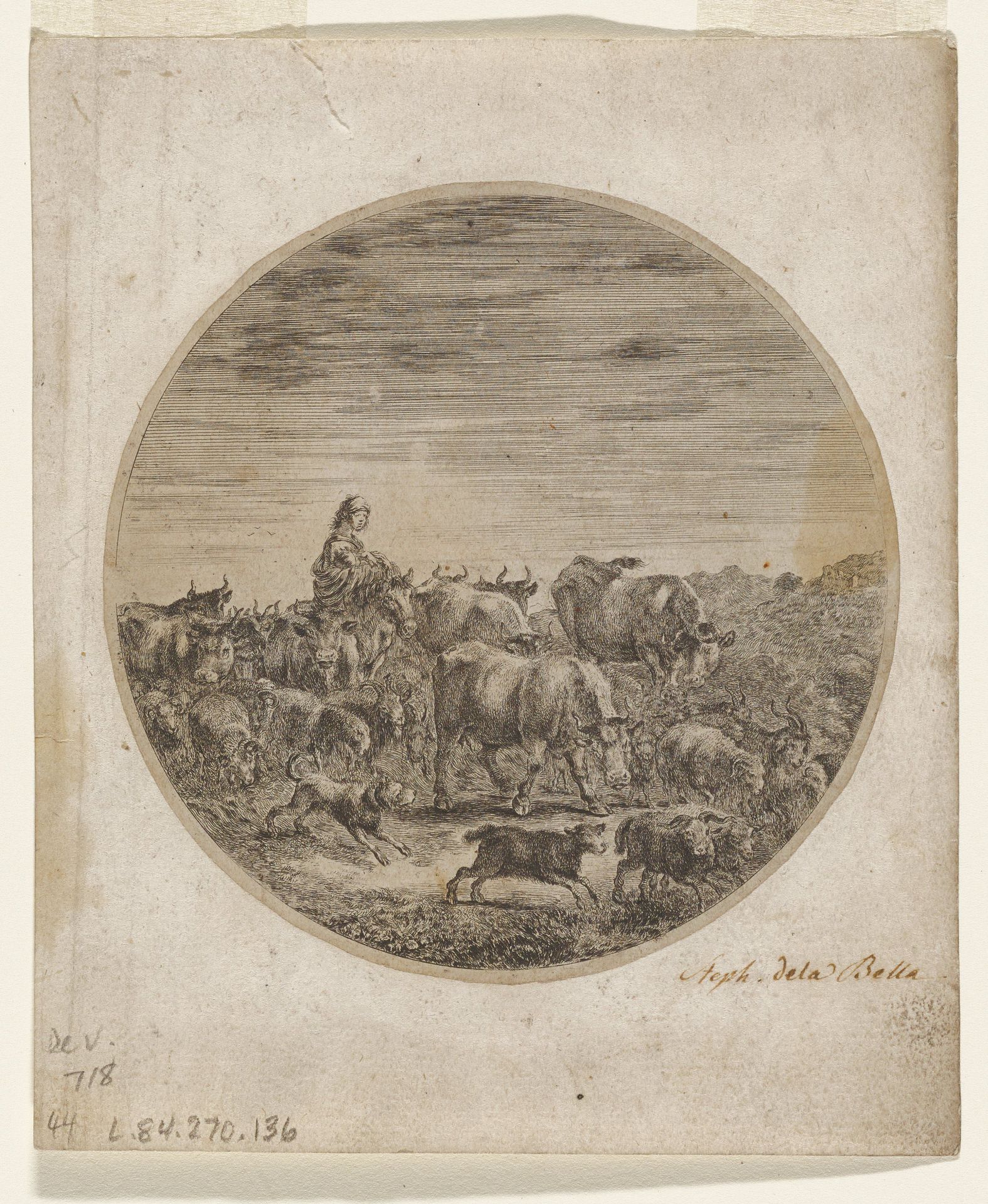 Shepherdess and Flock by Stefano della Bella