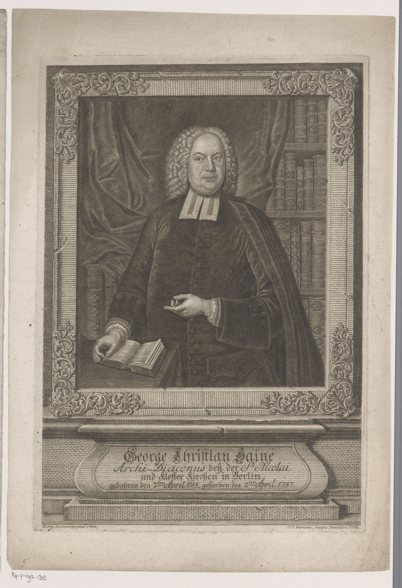 Portret van Georg Christian Haine by Johann Ernst Gericke