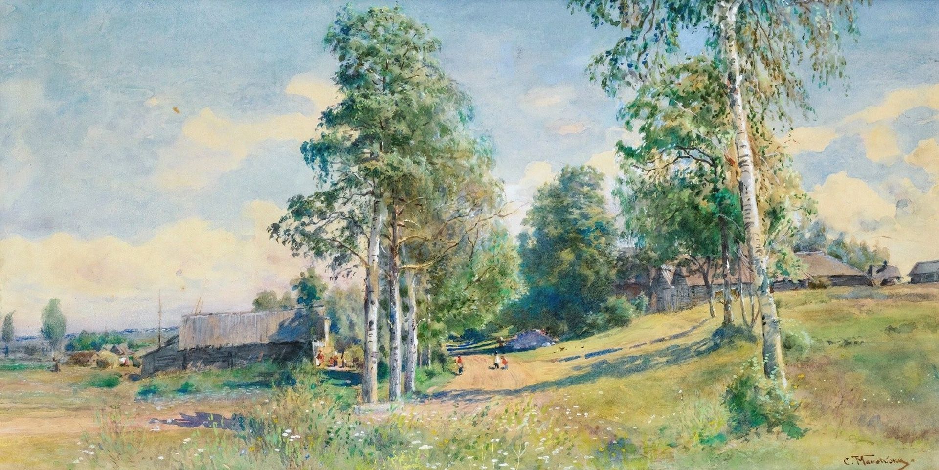 Russian Village In Spring by Konstantin Egorovich Makovsky