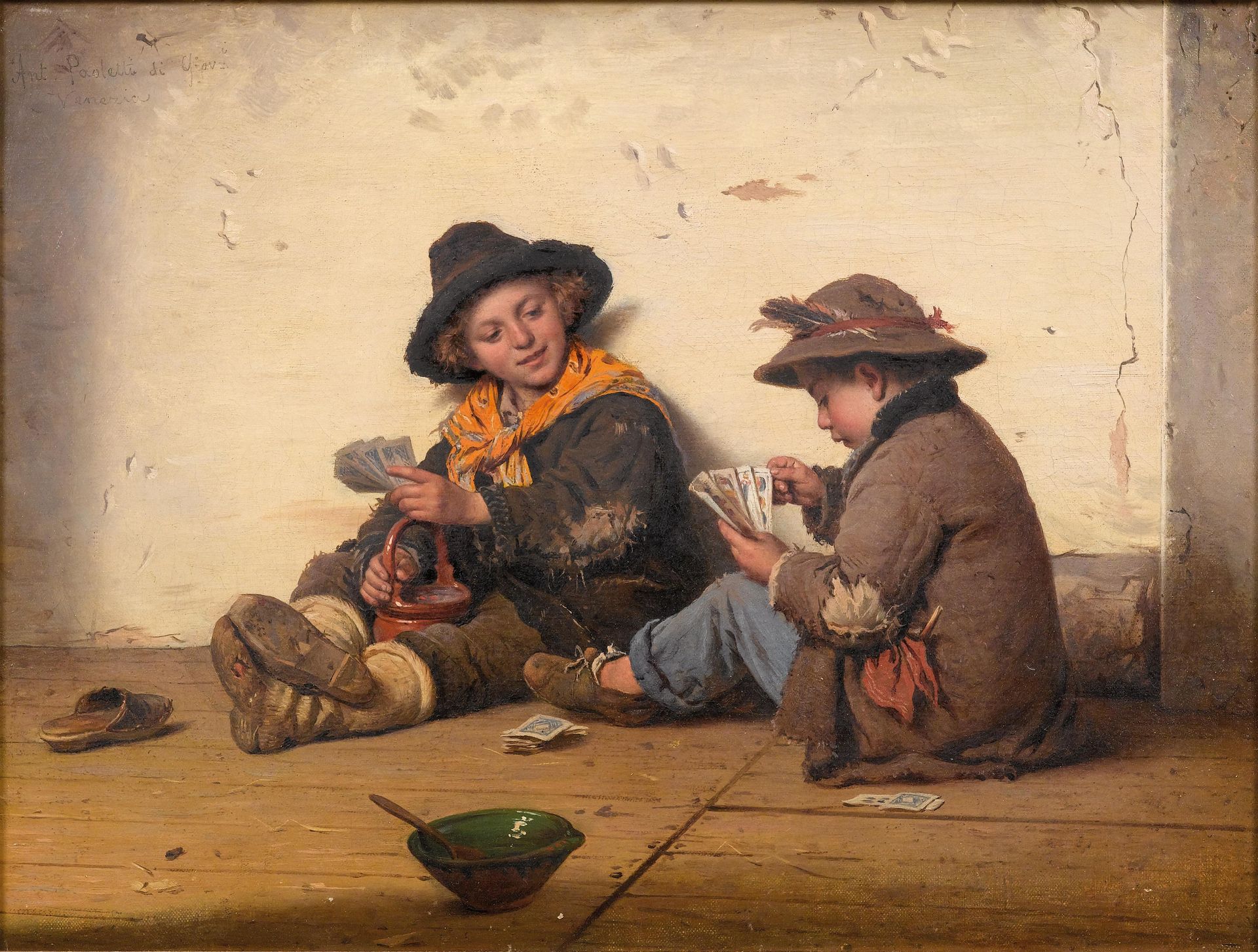 Children playing cards by Antonio Paoletti